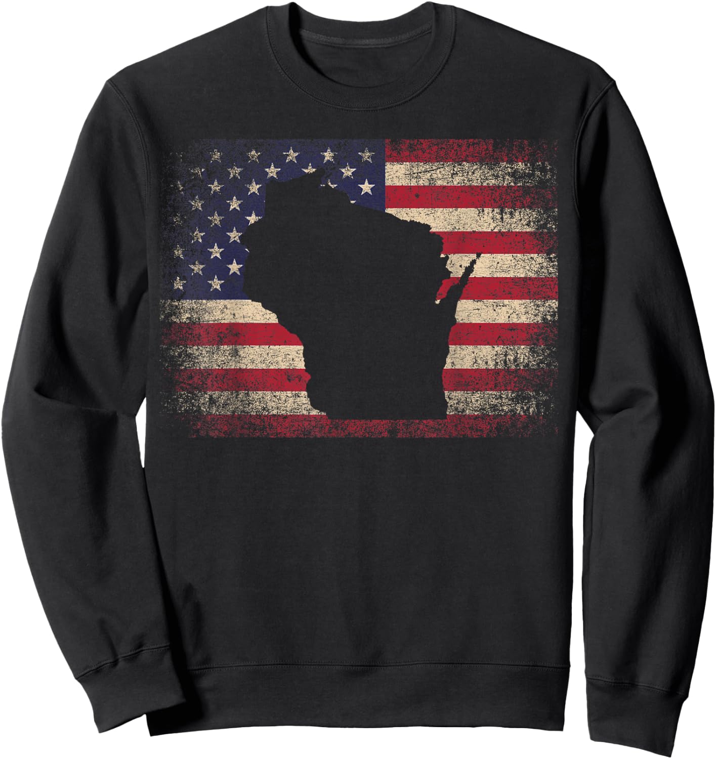 Wisconsin 4th of July Gift American Flag USA - America Sweatshirt - Sweatshirt | Black