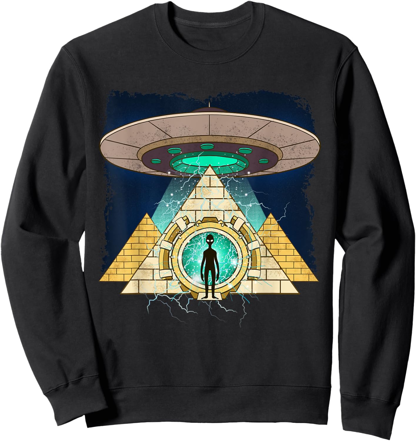 Ancient Astronaut Ancient Egyptian Pyramid Alien Sweatshirt - Sweatshirt | Black