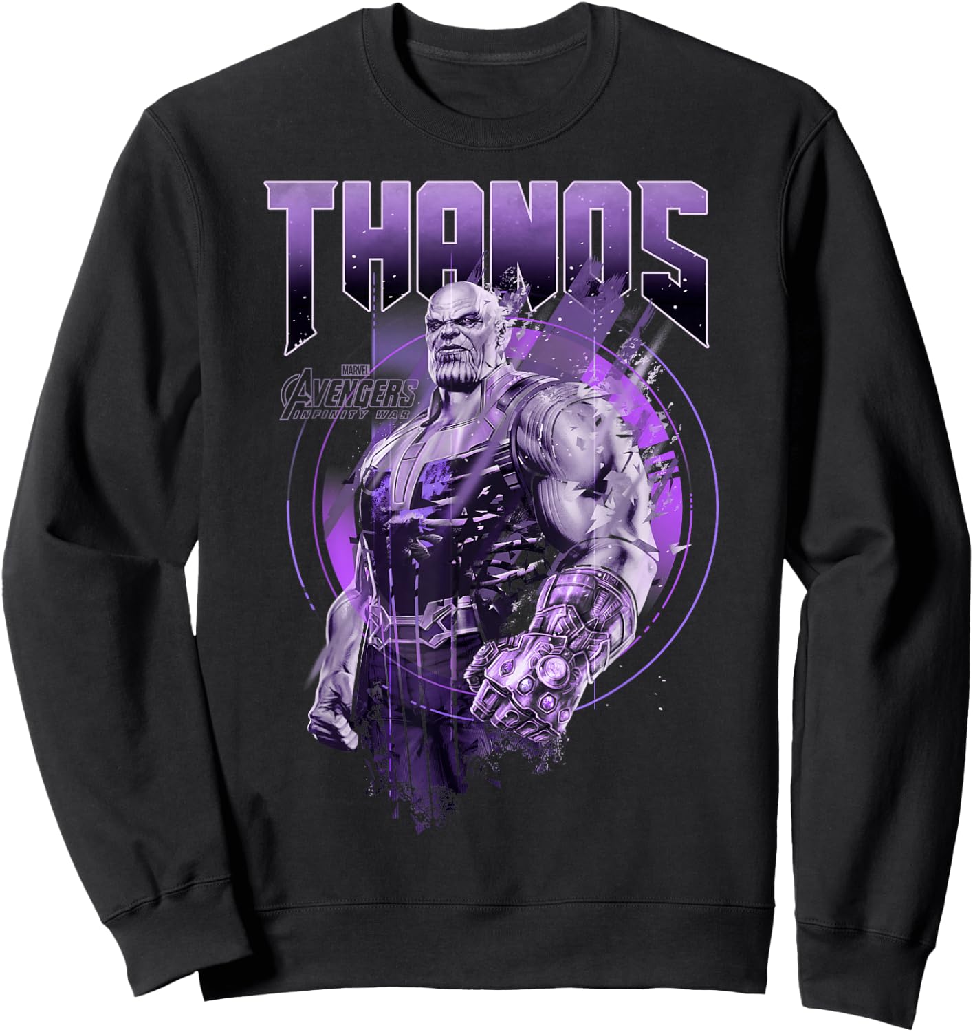 Marvel Infinity War Thanos Purple Distressed Graphic Sweatshirt - Sweatshirt | Black