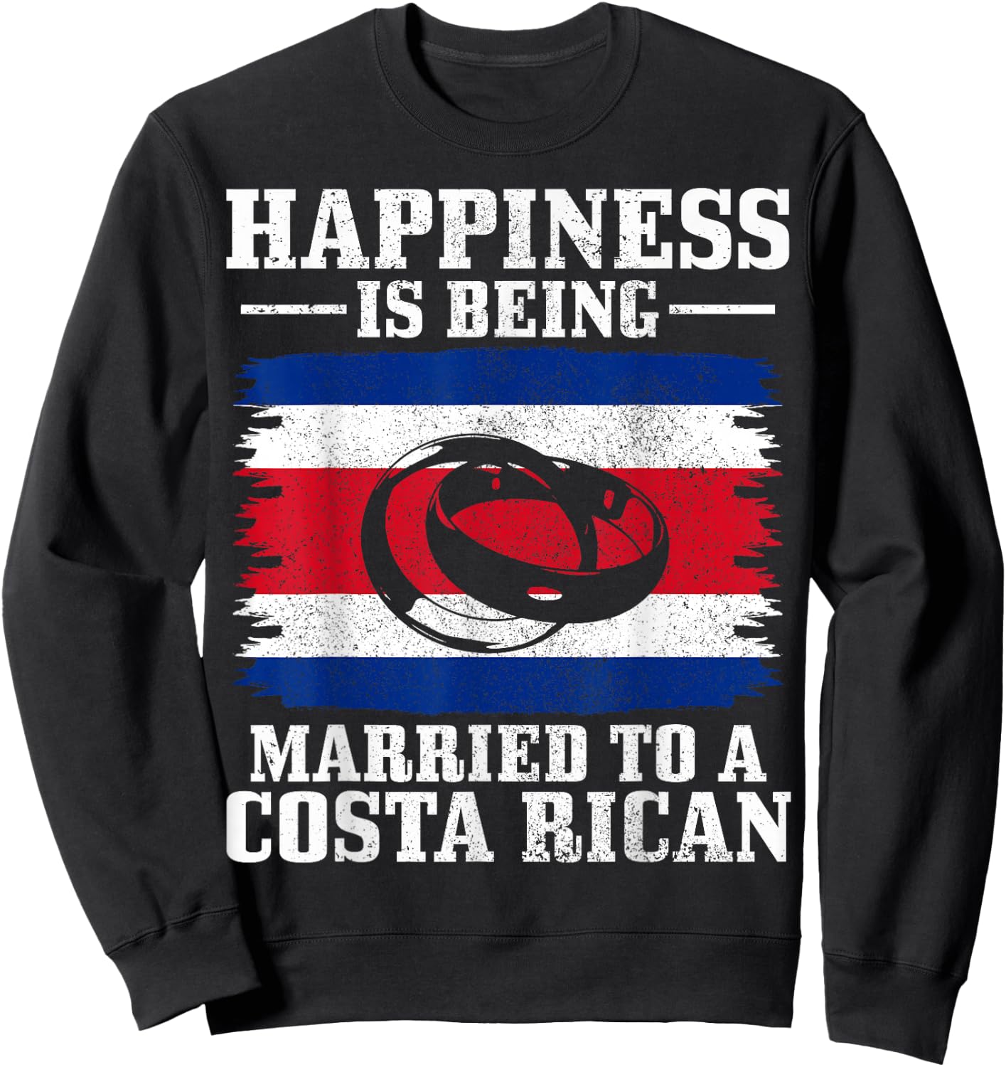 Costa Rican Wife Husband Married Wedding Costa Rica Flag Sweatshirt - Sweatshirt | Black