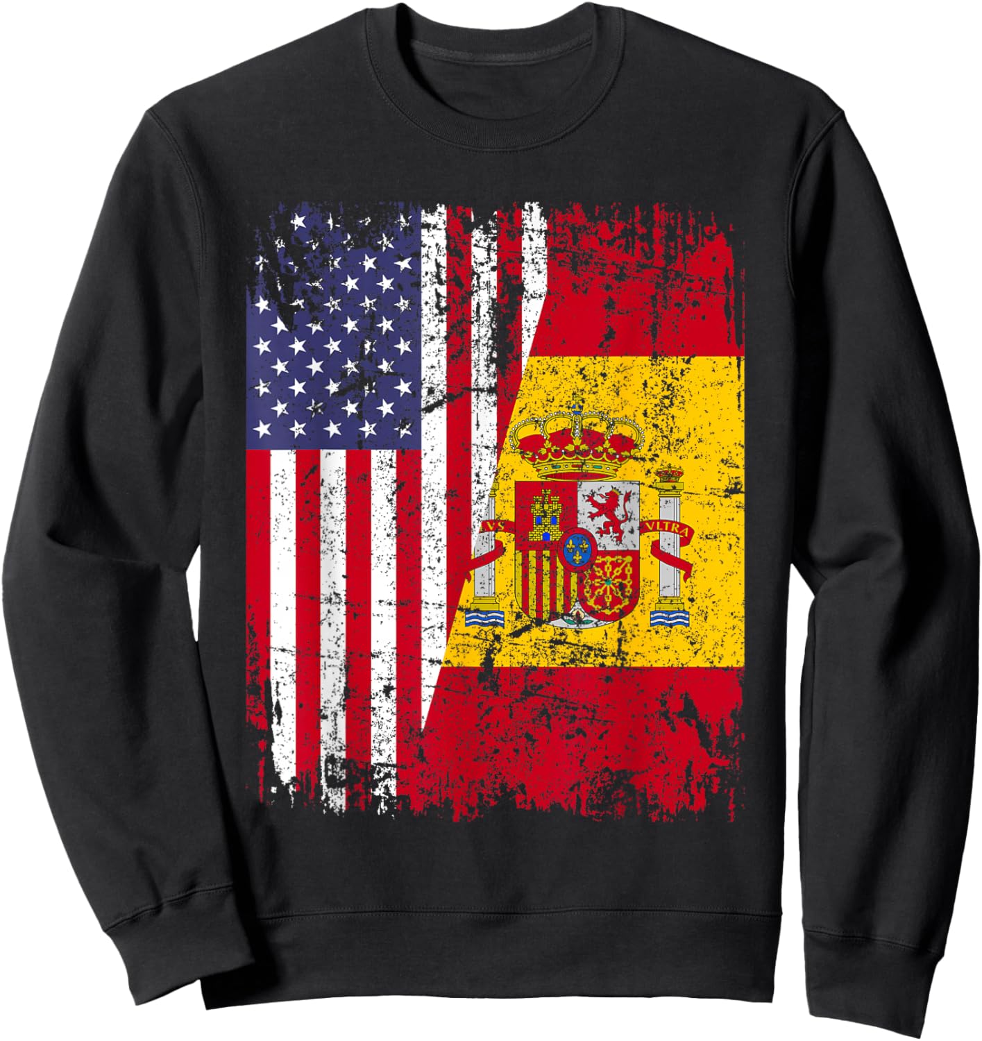 Spanish Roots | Half American Flag | USA Spain Flag Sweatshirt - Sweatshirt | Black