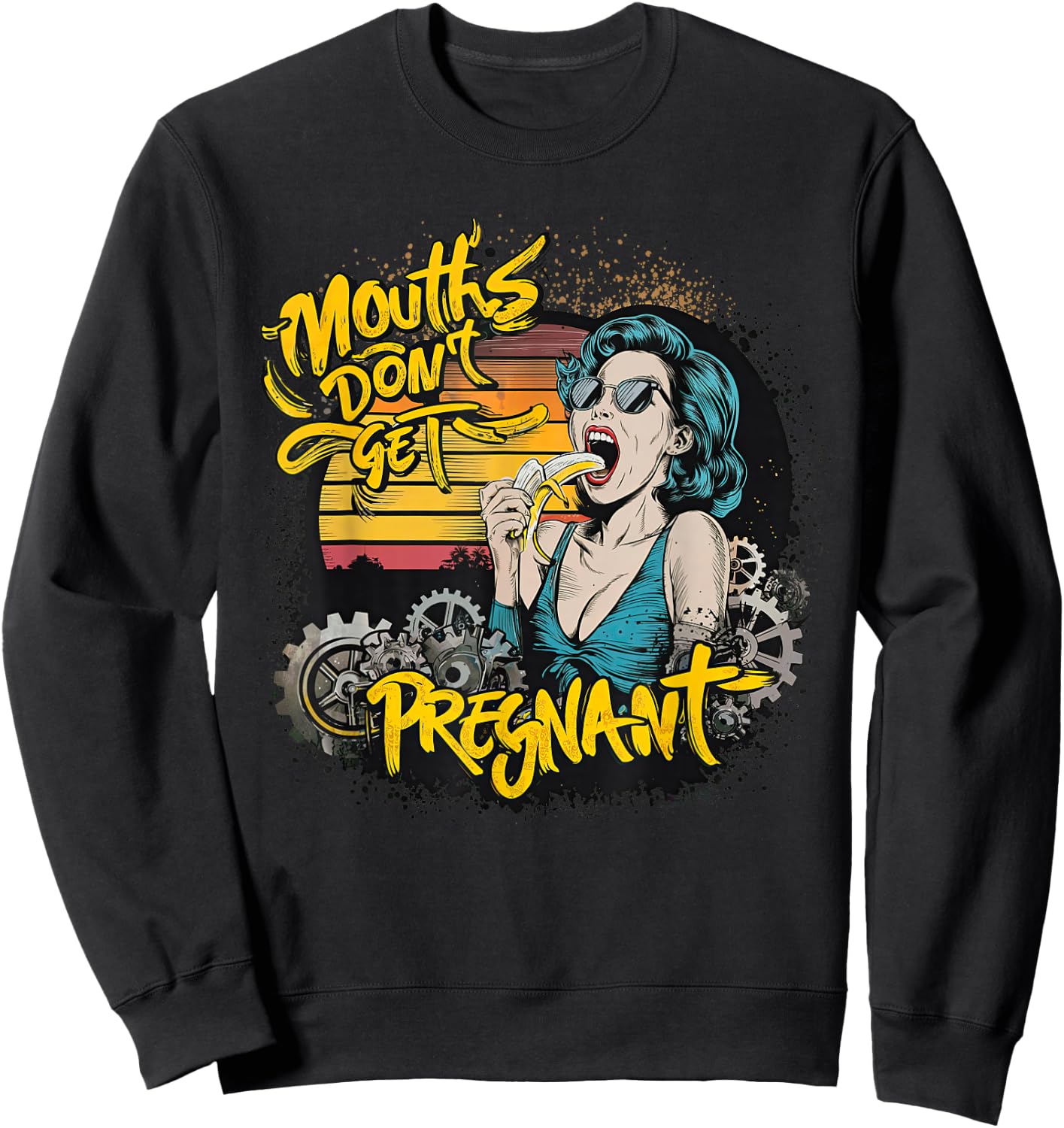 Münder Werden Nicht Schwanger Comic Woman Retro Sweatshirt - Sweatshirt | Black