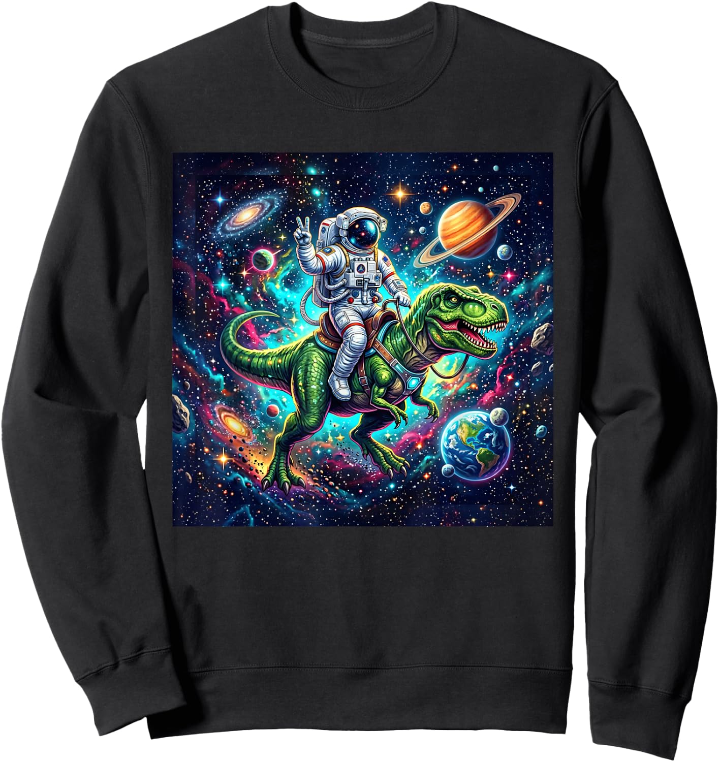Cute Trex for Boys Girls Kids Costume Toddler Dino Space Sweatshirt - Sweatshirt | Black