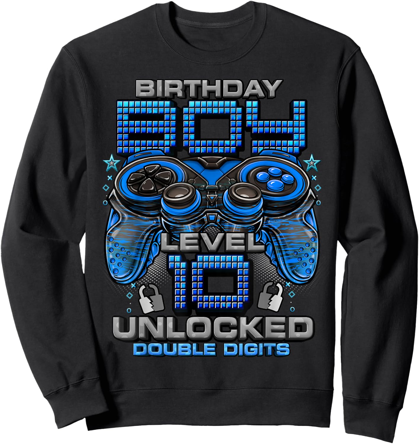 Level 10 Unlocked Awesome Since 2015 10th Birthday Gaming Sweatshirt - Sweatshirt | Black
