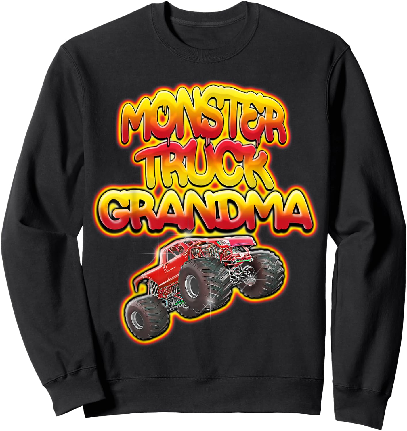 Monster Truck Grandma Hot Red Graffiti Style Sweatshirt - Sweatshirt | Black