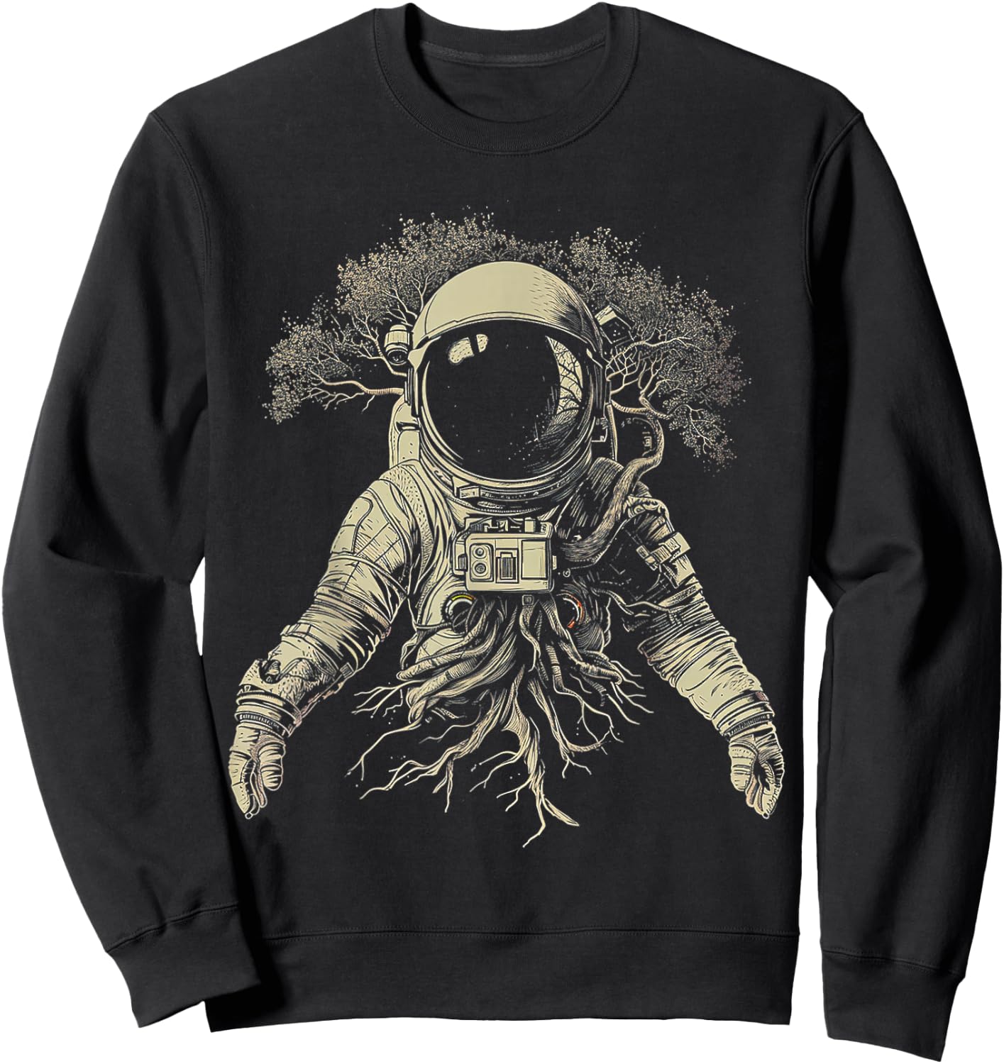 Astronaut Tree Artwork Space Nature Astronaut Sweatshirt - Sweatshirt | Black