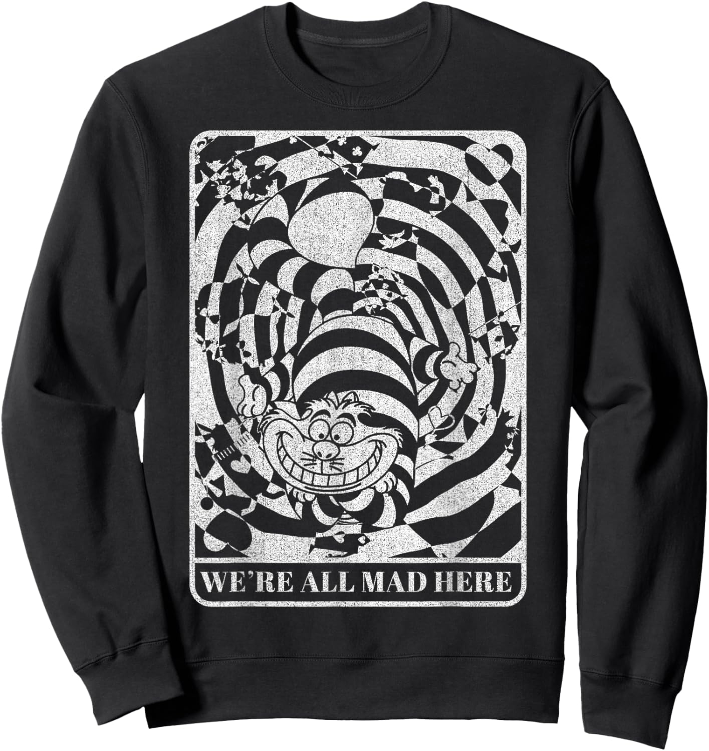 Disney Alice in Wonderland Cheshire Cat We're All Mad Here Small Sweatshirt - Sweatshirt | Black
