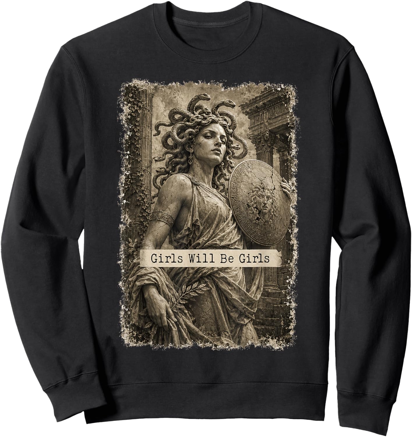 Girl Will Be Girls Medusa Feminist Witch Monster Halloween Sweatshirt - Sweatshirt | Black