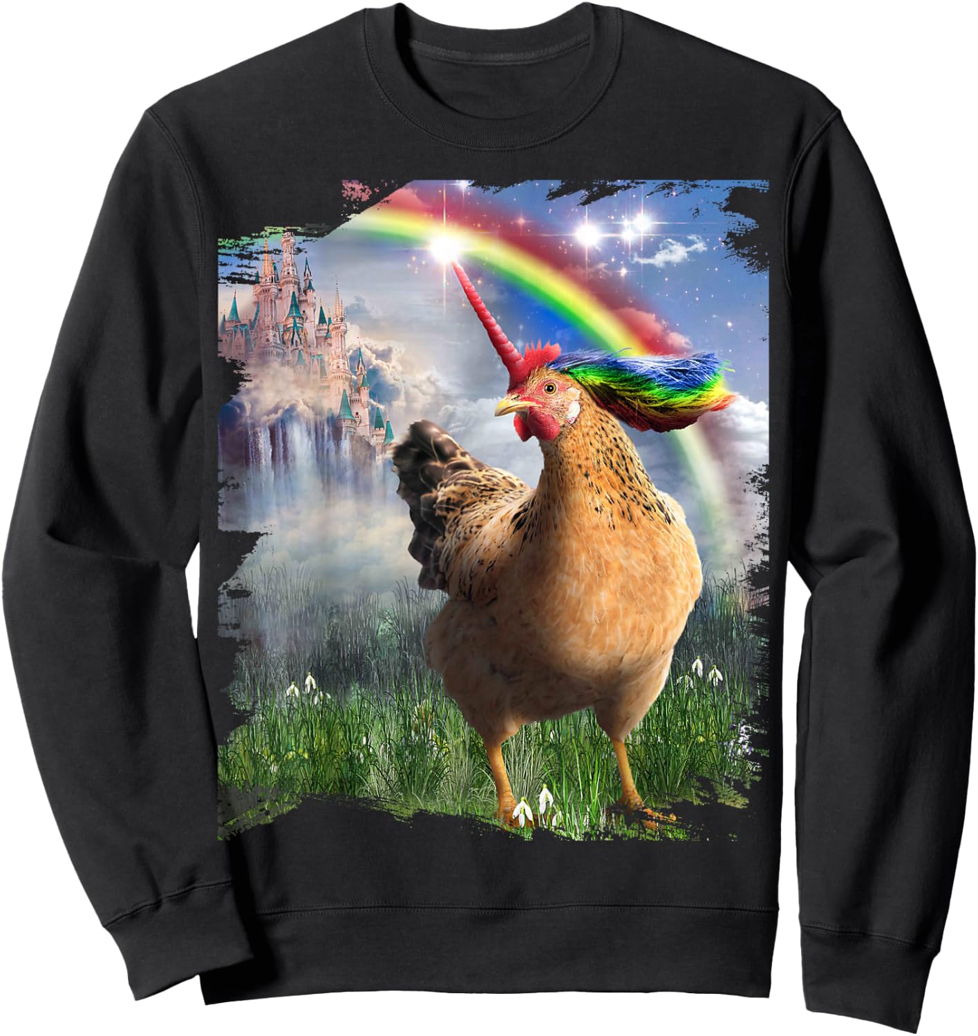 Awesome Unicorn Chicken Rainbow Chickicorn Funny Sweatshirt - Sweatshirt | Black