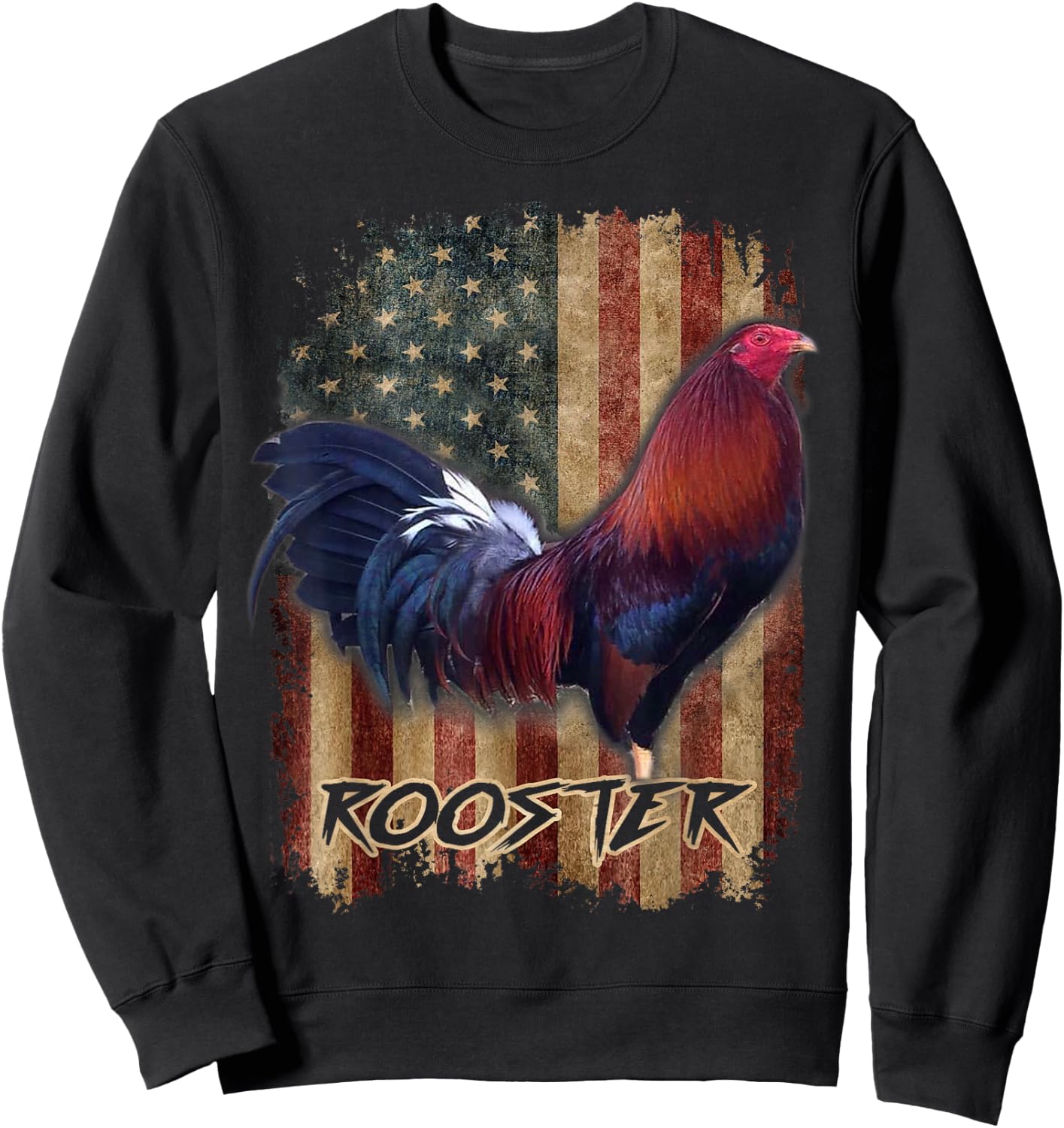 Rooster Shirt Cock Fight US Flag Sweatshirt - Sweatshirt | Black