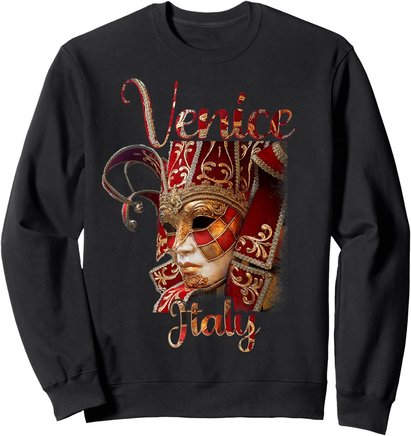 Venice Italy - Venezia Italia, Venetian Carnival Mask Sweatshirt - Sweatshirt | Black