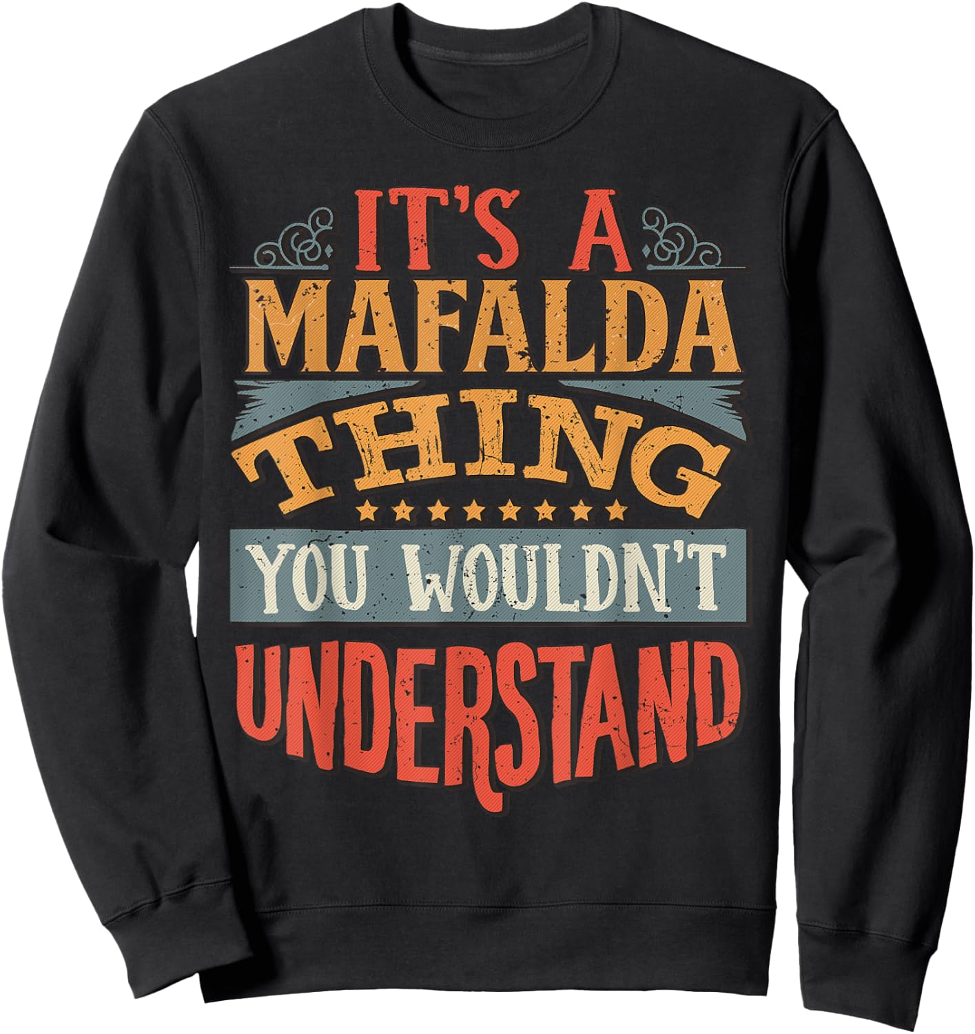 Mafalda Name Gifts By Vnz Women's Black Small Modern Classic Sweatshirt - Sweatshirt | Black