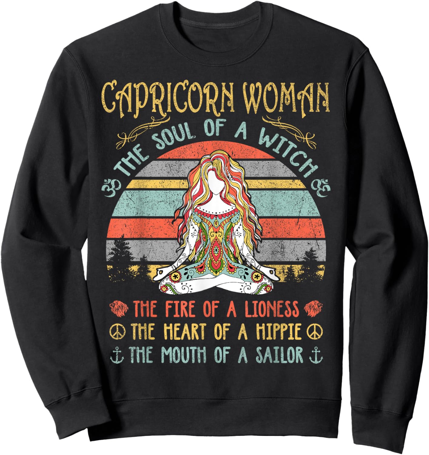 Capricorn Woman The Soul Of A Witch Vintage Birthday Sweatshirt - Sweatshirt | Black