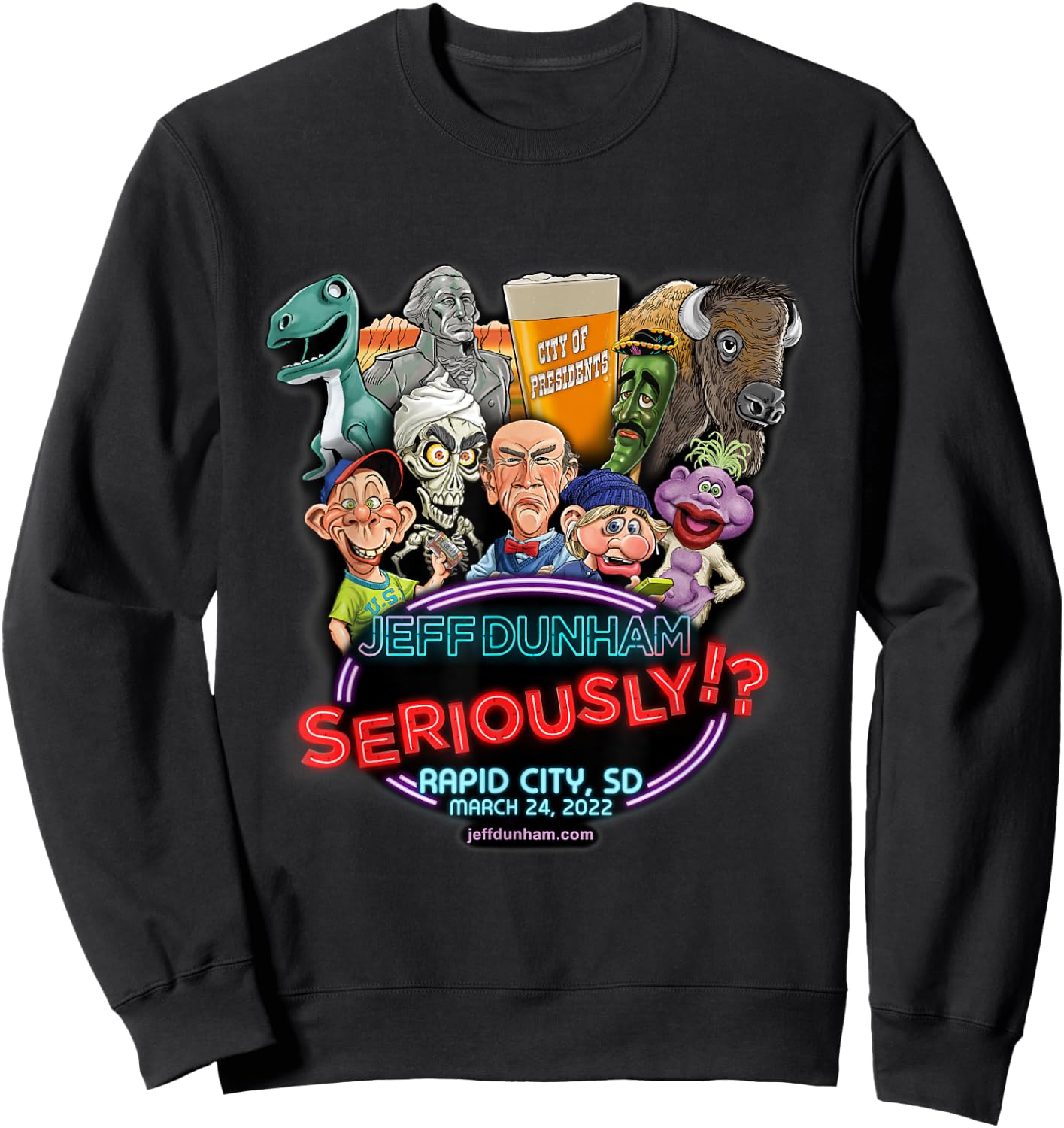 Jeff Dunham Rapid City, SD (2022) Sweatshirt - Sweatshirt | Black