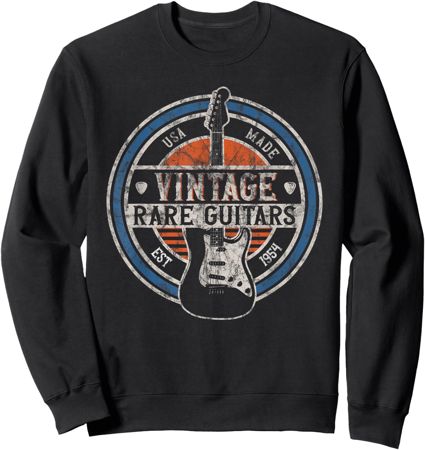 Vintage Rare Guitars Retro American Made Guitarist Small Sweatshirt - Sweatshirt | Black