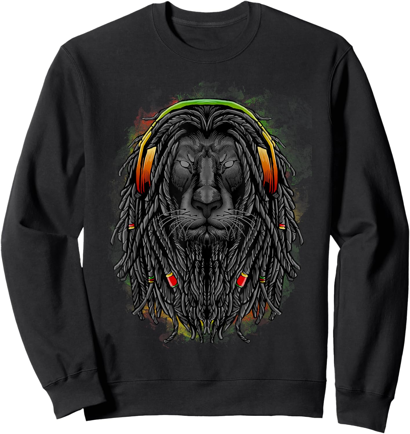 Lion Shirt With Rasta Dreads And Headphones Show Your Pride Sweatshirt - Sweatshirt | Black