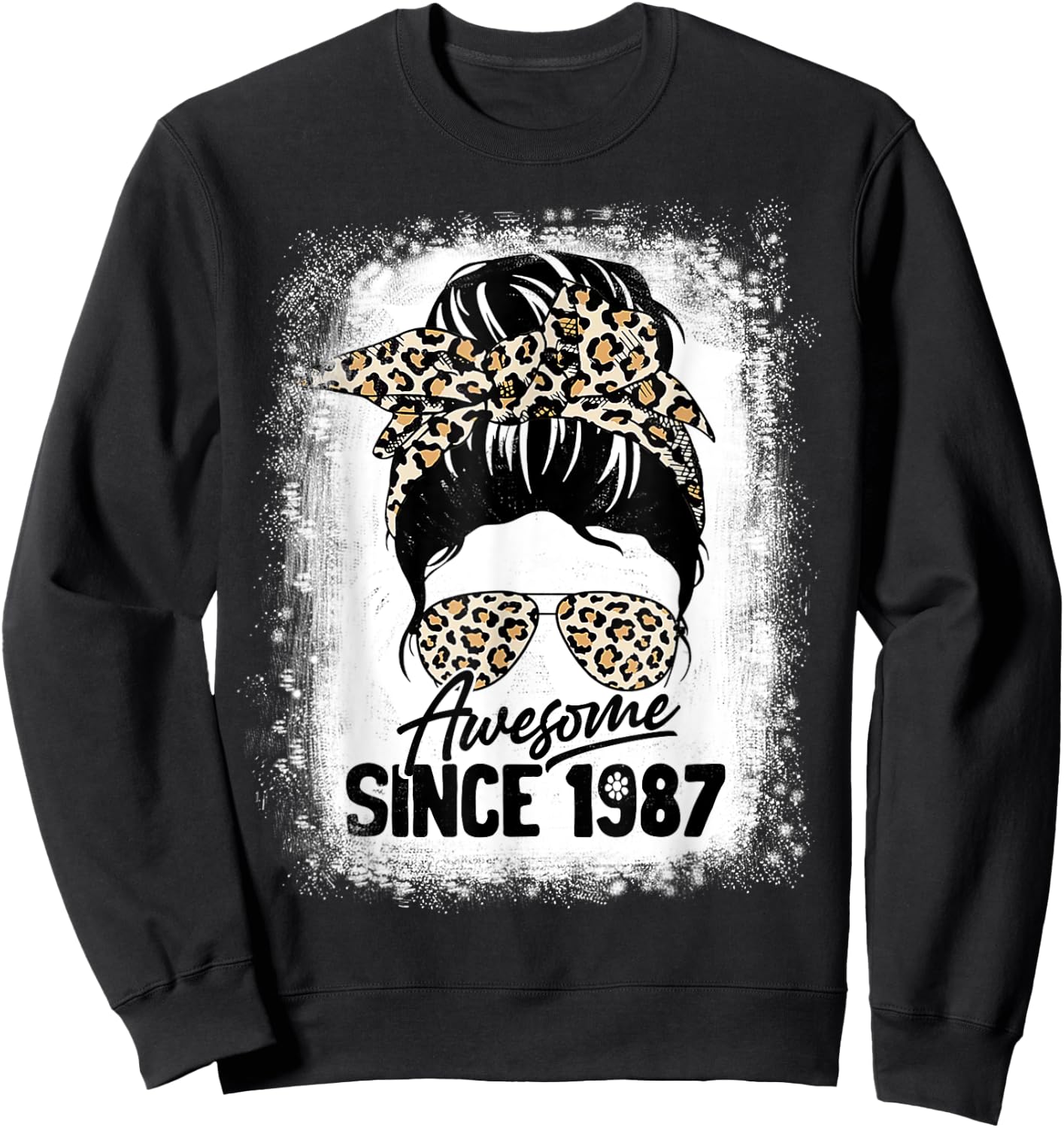 35 Years Old Awesome Since 1987 Leopard 35th Birthday Sweatshirt - Sweatshirt | Black