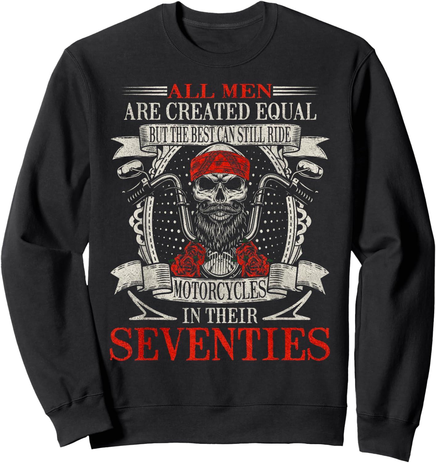 Vintage Biker Skull Seventies Motorcycle Rider Sweatshirt - Sweatshirt | Black
