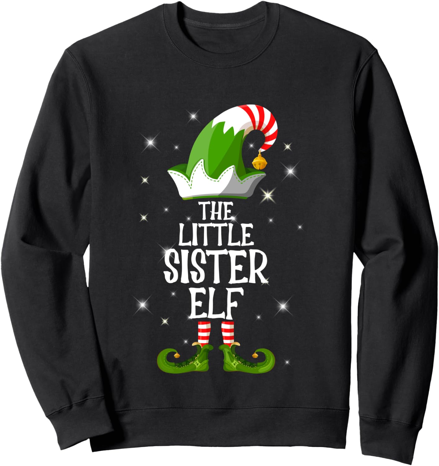 The Little Sister Elf Family Matching Group Christmas Sweatshirt - Sweatshirt | Black