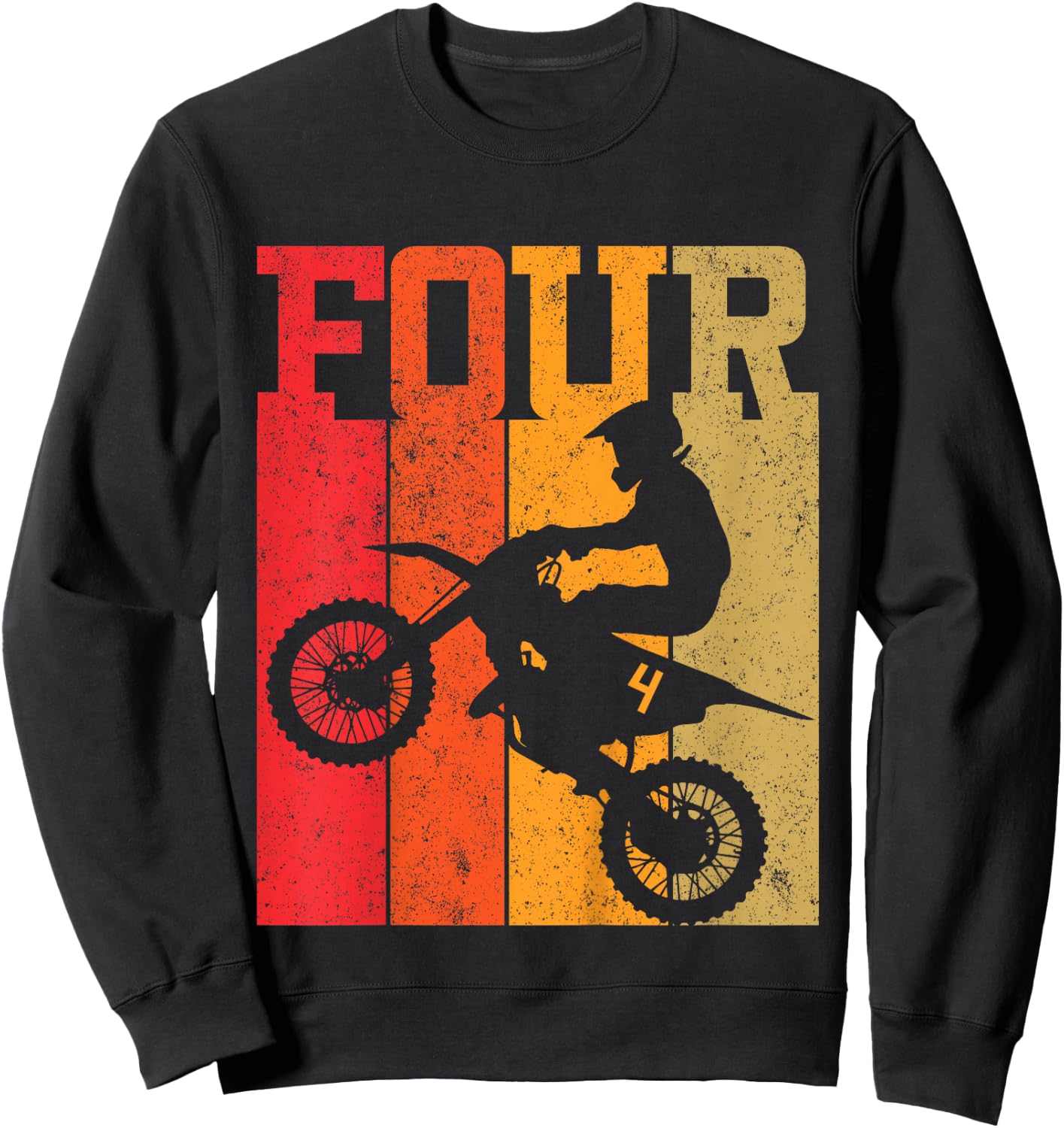 Kids 4th Birthday Boys 4 Four Dirt Bike Motocross Motorcycle race Sweatshirt - Sweatshirt | Black