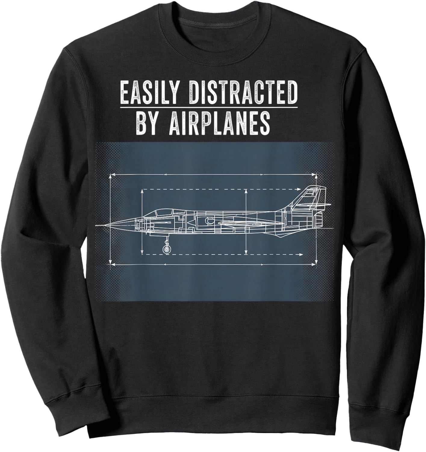 Easily Distracted By Airplanes Funny Pilot for Plane Lover Sweatshirt - Sweatshirt | Black