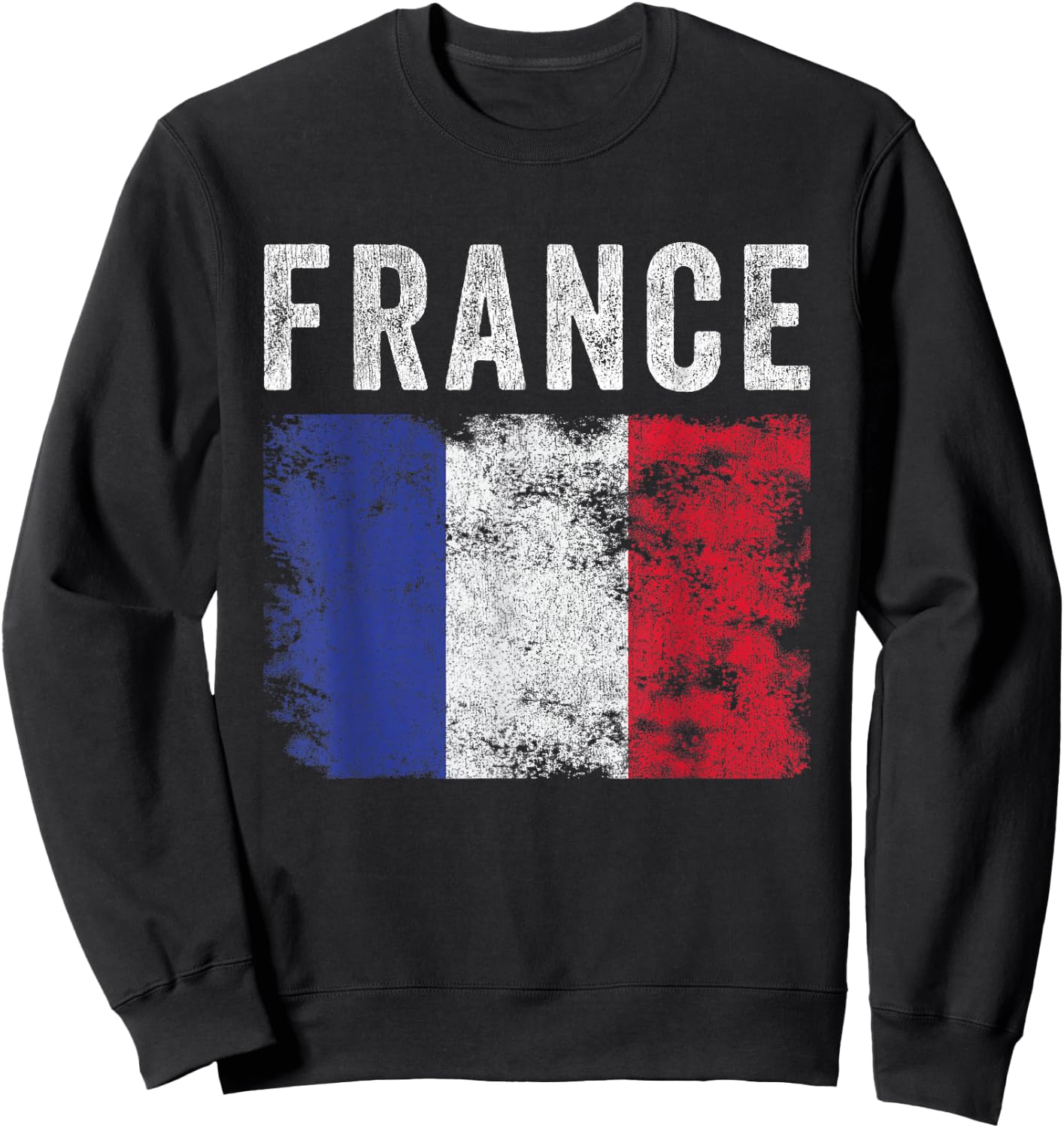 France Flag Distressed - Men Women Kids - French Flag Sweatshirt - Sweatshirt | Black