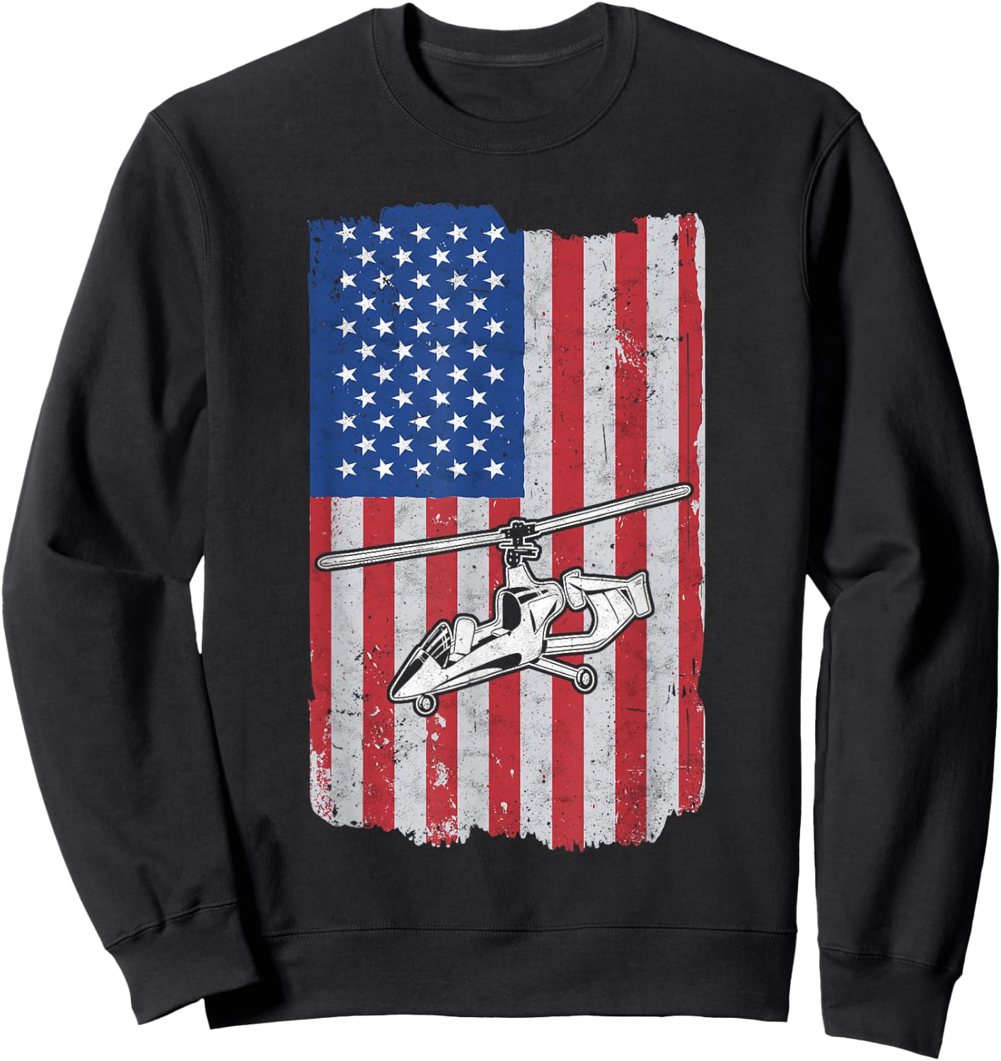 Gyrocopter USA Flag Gyroplane Autogyro Gyrocopter Sweatshirt - Sweatshirt | Black