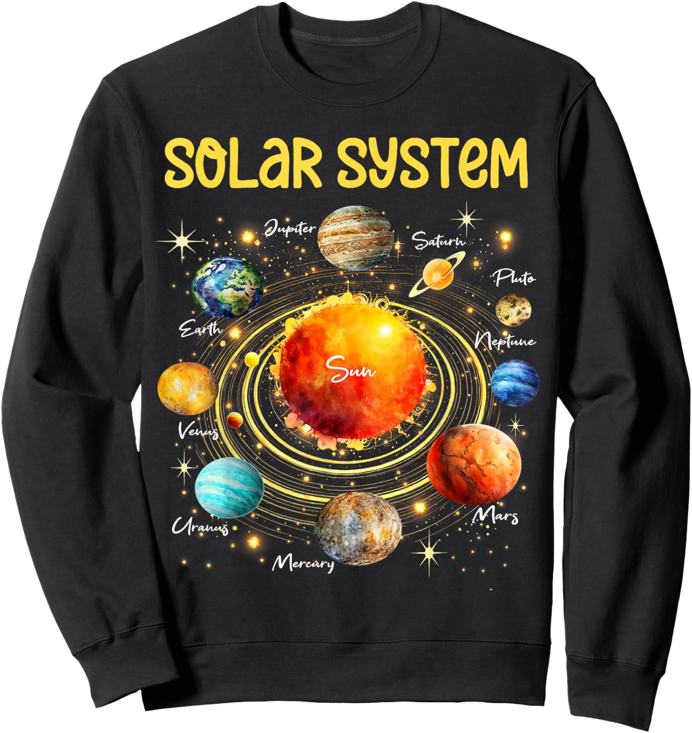 Solar System Planets Science Space Boys Girls STEM Kids Sweatshirt - Sweatshirt | Black