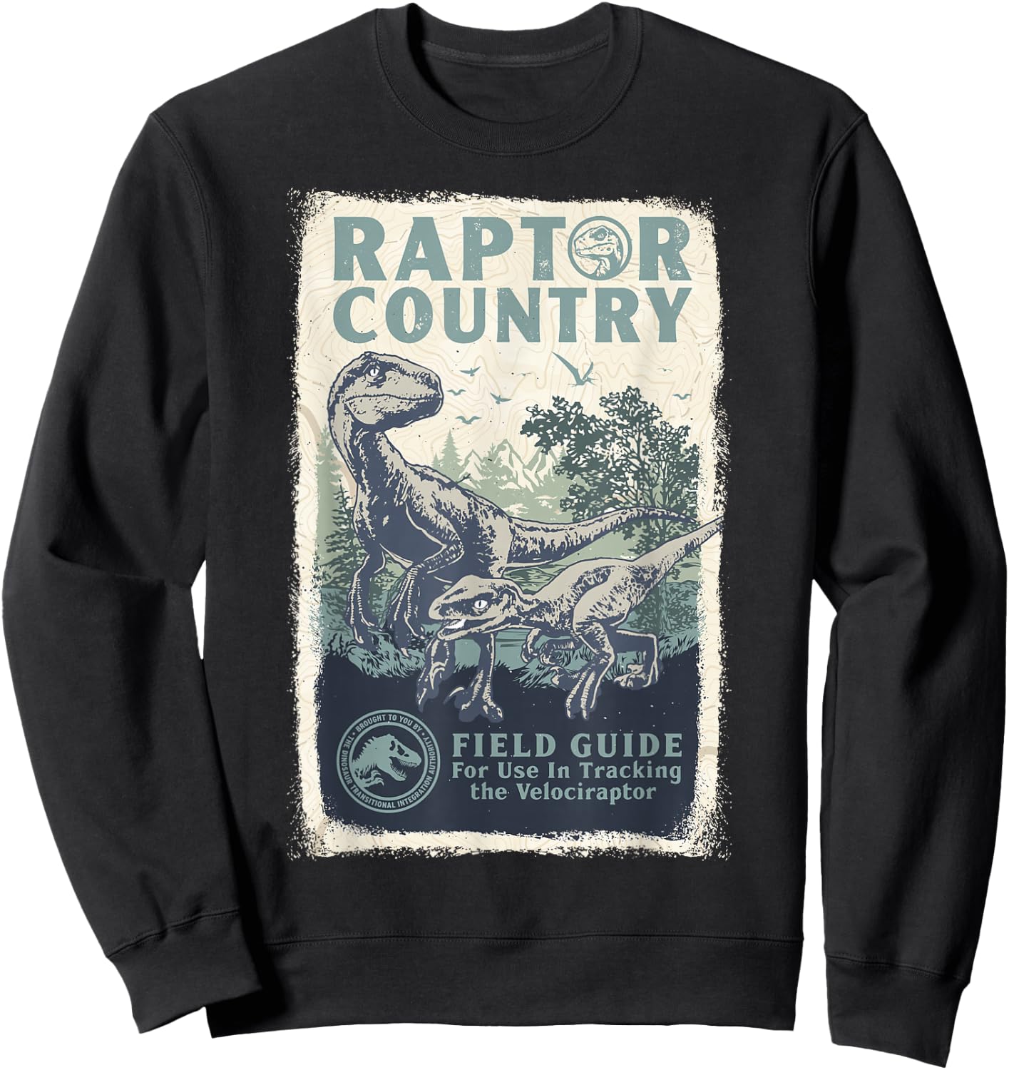 Jurassic World Dominion Velociraptor Raptor Country Poster Sweatshirt - Sweatshirt | Black