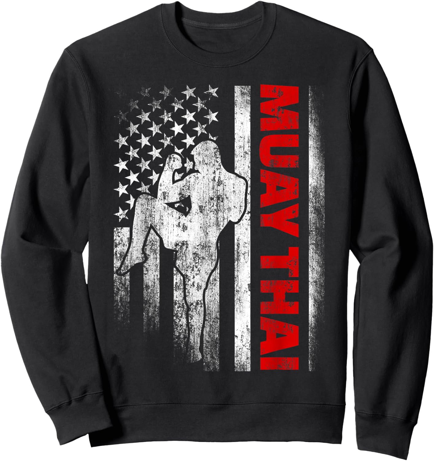 Muay Thai Boxing US American Flag Sweatshirt - Sweatshirt | Black