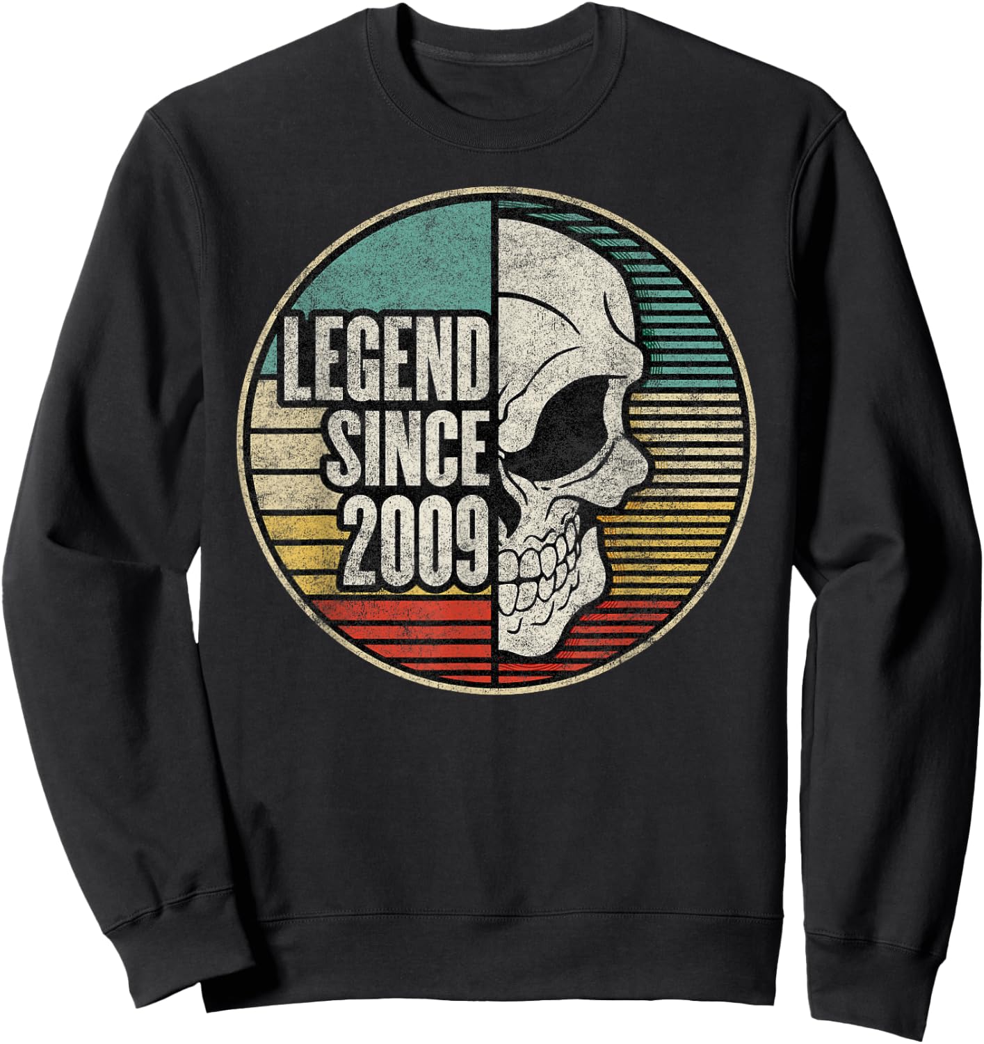 Legend Since 2009 Birthday Vintage Skull Sweatshirt - Sweatshirt | Black