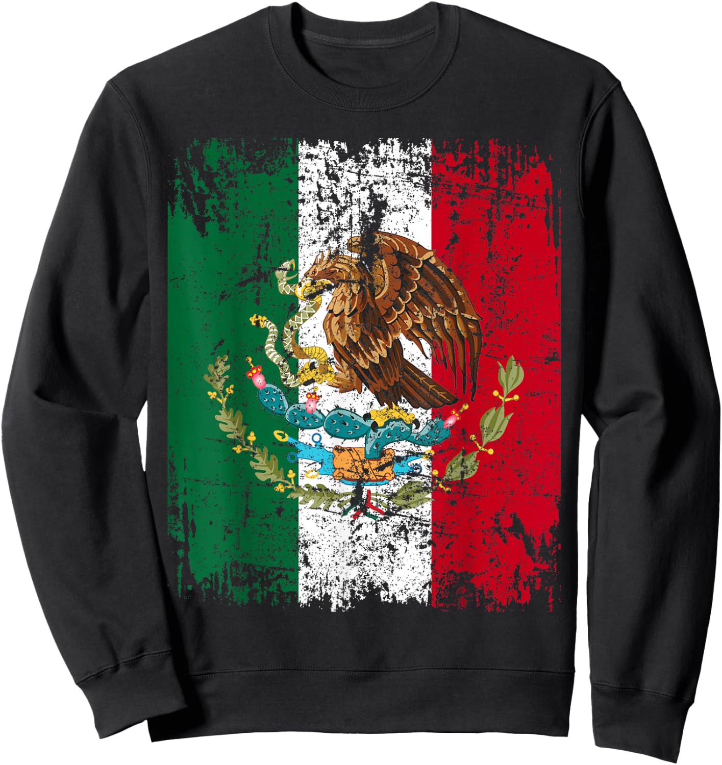 Mexico Flag Vintage | Men Women Kids | Mexico Small Sweatshirt - Sweatshirt | Black