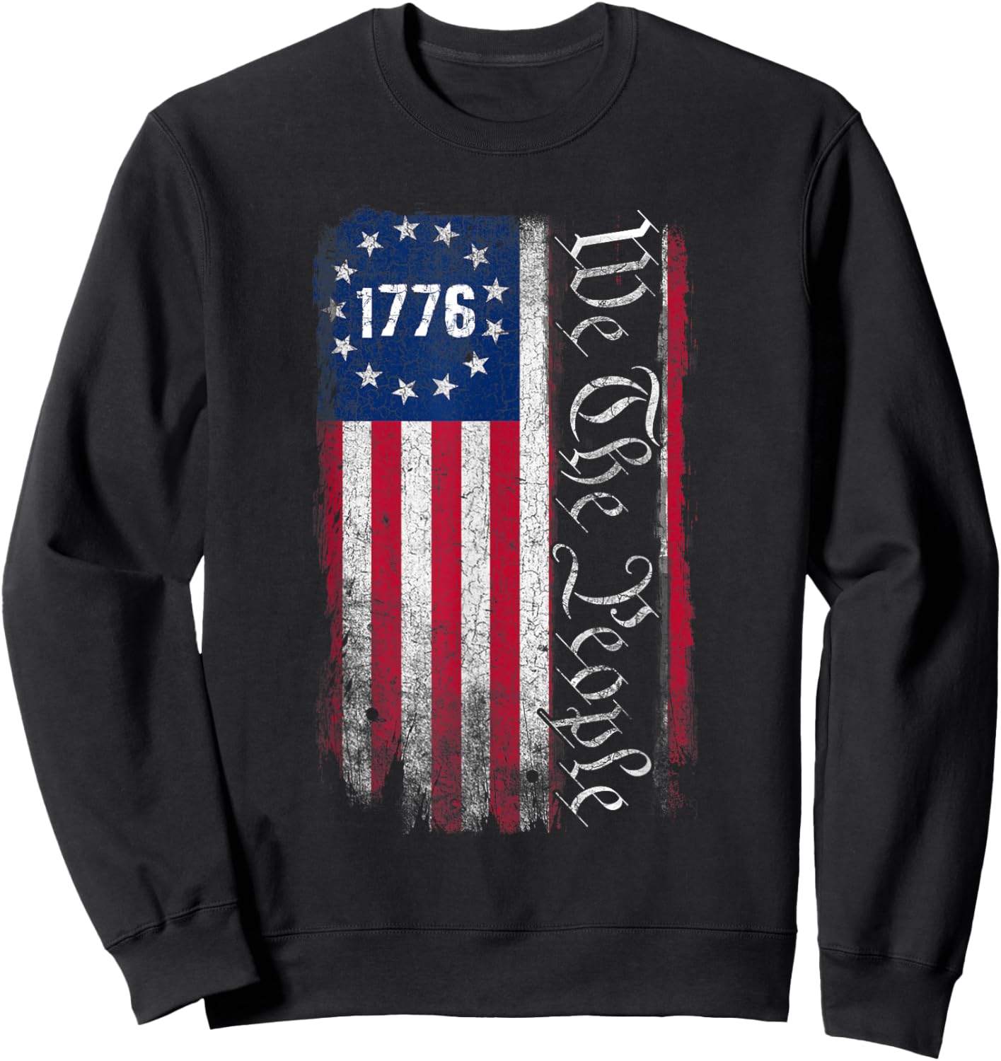 1776 We The People Betsy Ross 4th of July American Flag Men Sweatshirt - Sweatshirt | Black