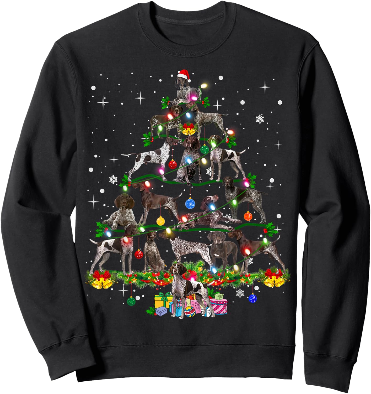 German Shorthaired Pointer Christmas Tree X-Mas Dog Dad Mom Sweatshirt - Sweatshirt | Black