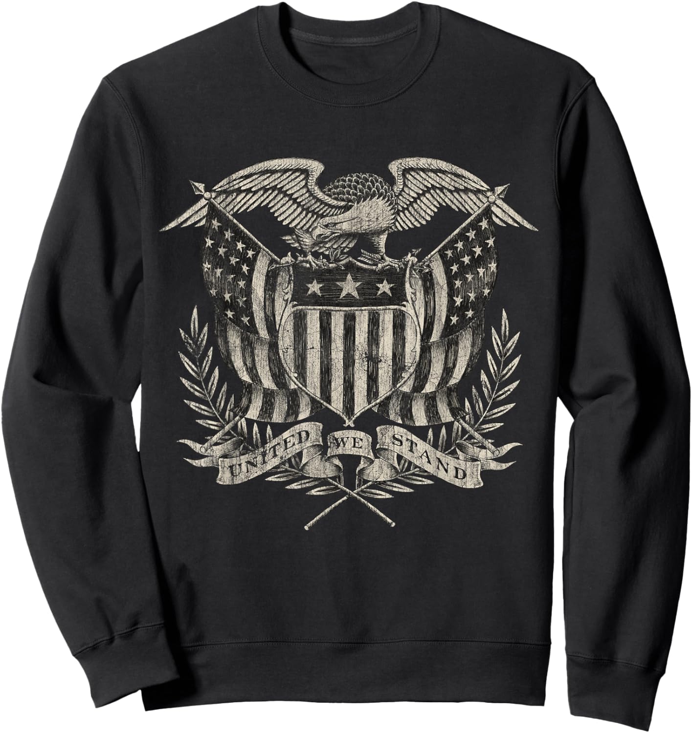 Vintage Liberty Eagle American Flag 1776 4th of July USA Sweatshirt - Sweatshirt | Black