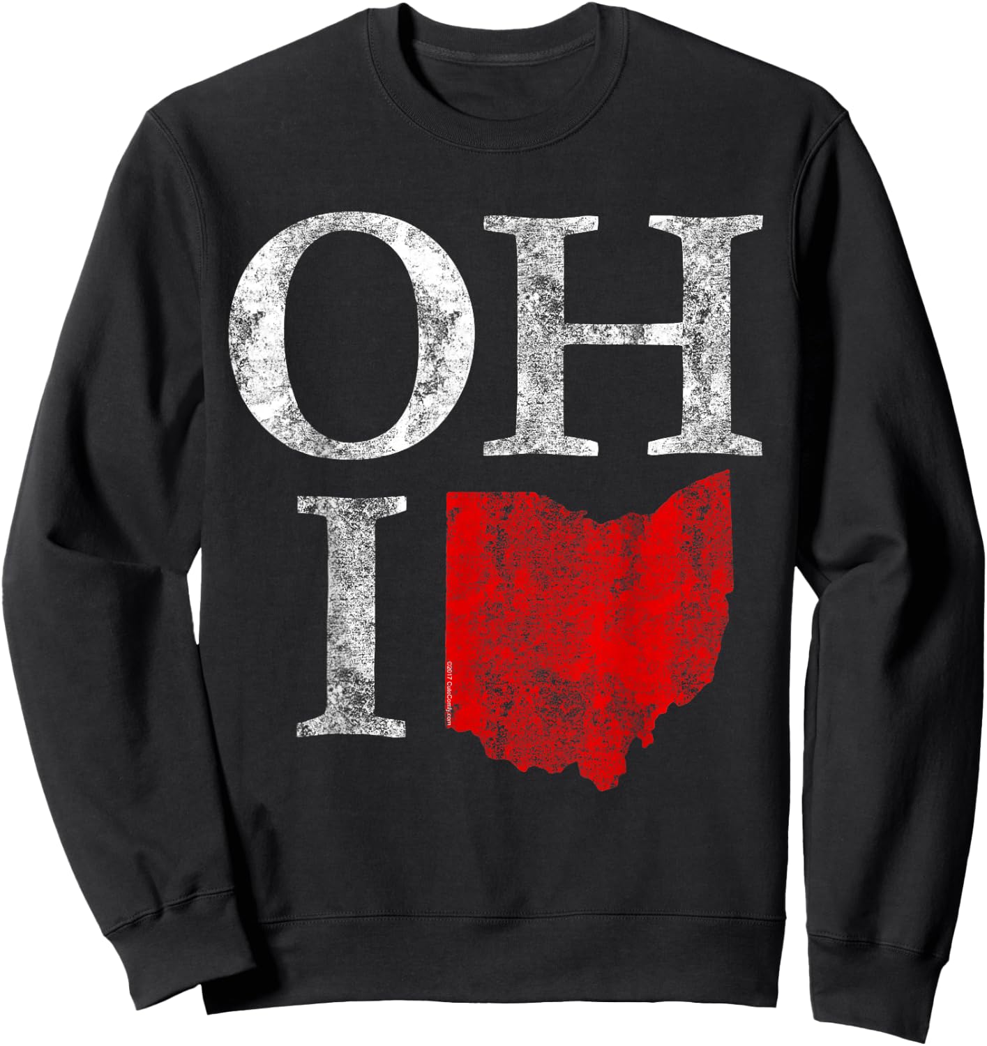 Ohio Home Shape State Vintage Grunge Women Men Gift Sweatshirt - Sweatshirt | Black