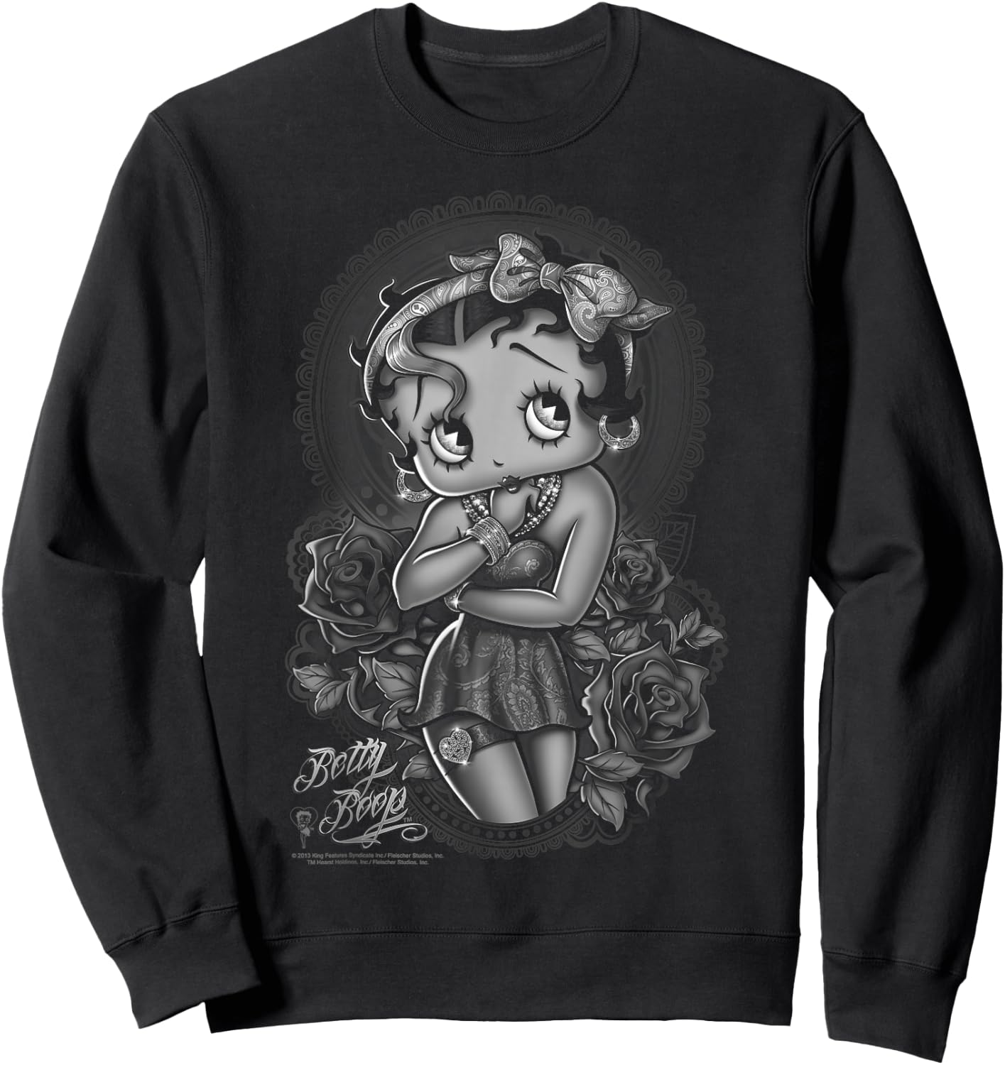 Betty Boop Fashion Roses Sweatshirt - Sweatshirt | Black