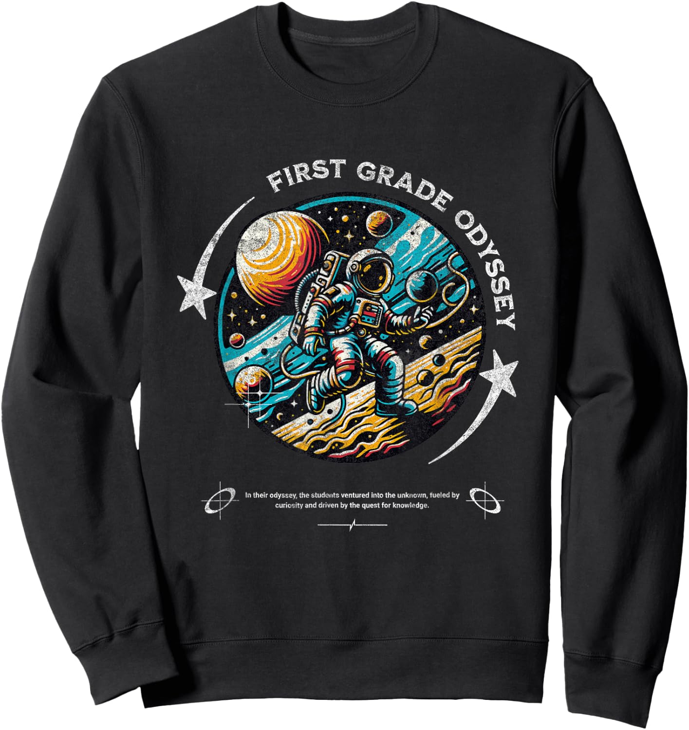 First Grade Back To School Space Rocket Astronaut Sweatshirt - Sweatshirt | Black