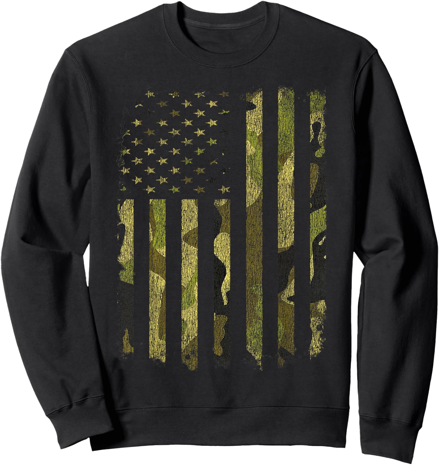 USA Flag Camo Camouflage Military DD-214 Discharge DD214 Men Sweatshirt - Sweatshirt | Black