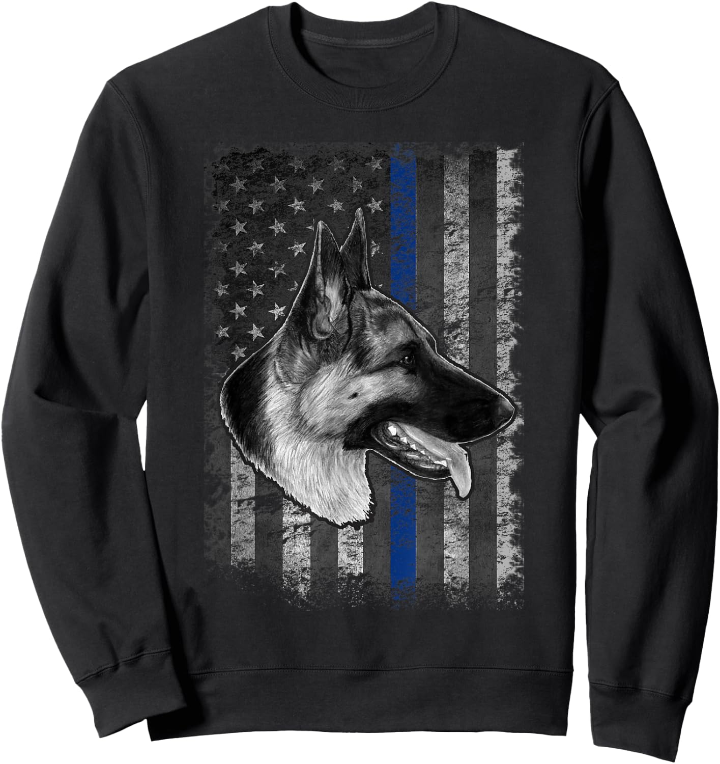 Thin Blue Line German Shepherd Police Dog K9 Sweatshirt - Sweatshirt | Black