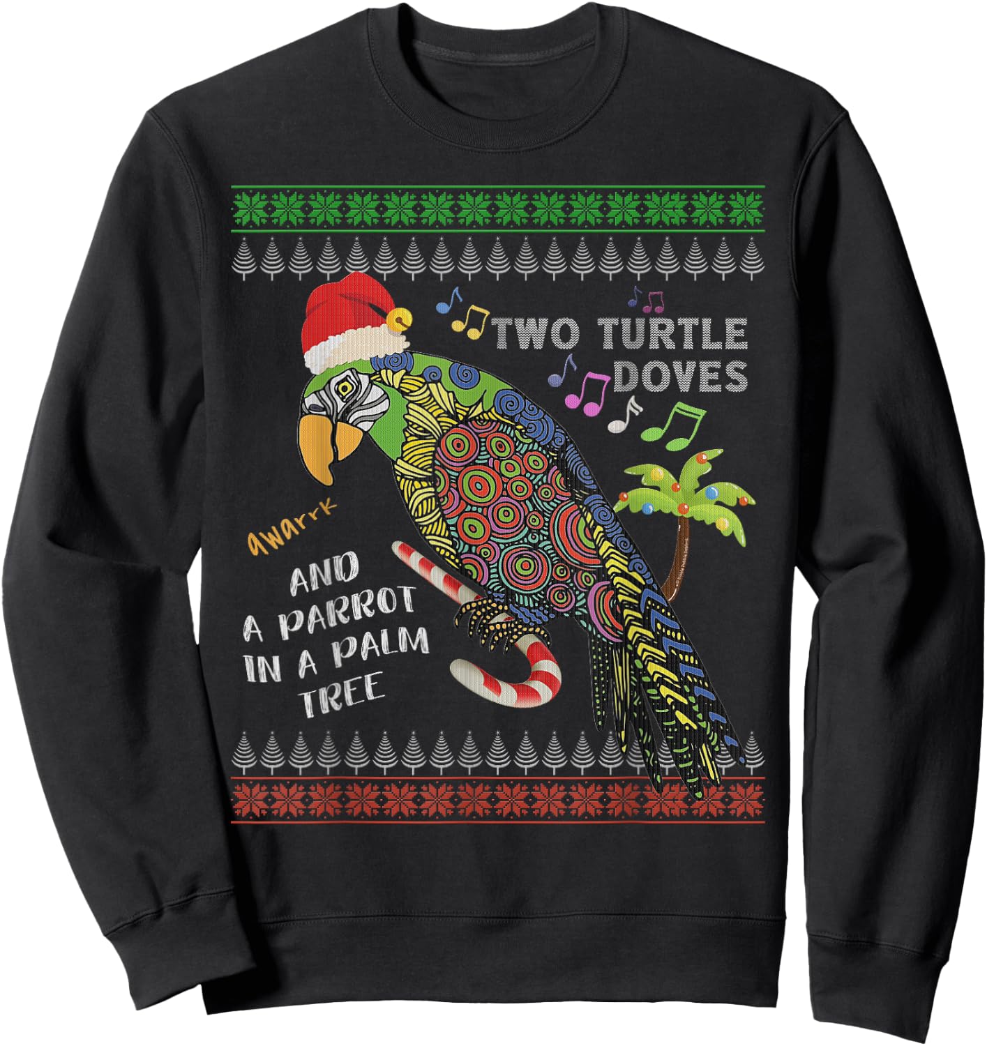 Funny Christmas Tropical Parrot Ugly Christmas Sweater Sweatshirt - Sweatshirt | Black