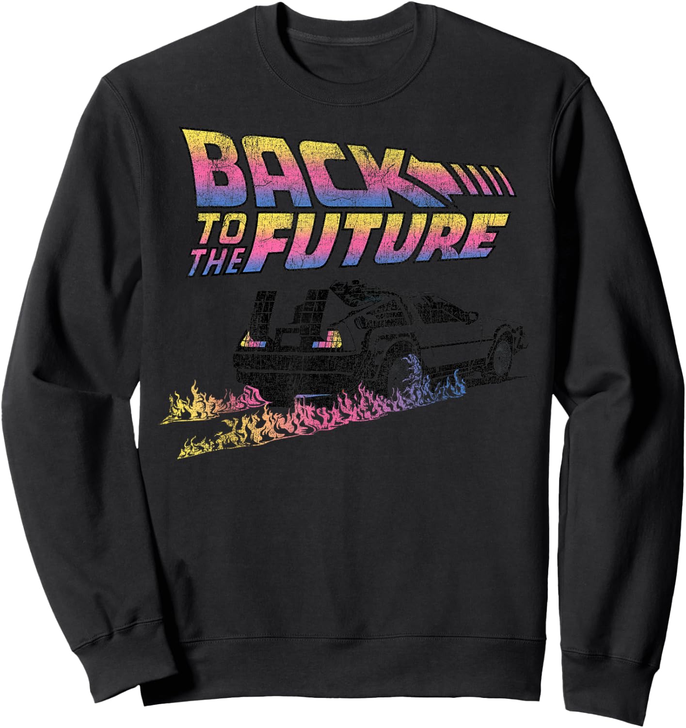 Back to The Future Delorean Flames Small Sweatshirt - Sweatshirt | Black