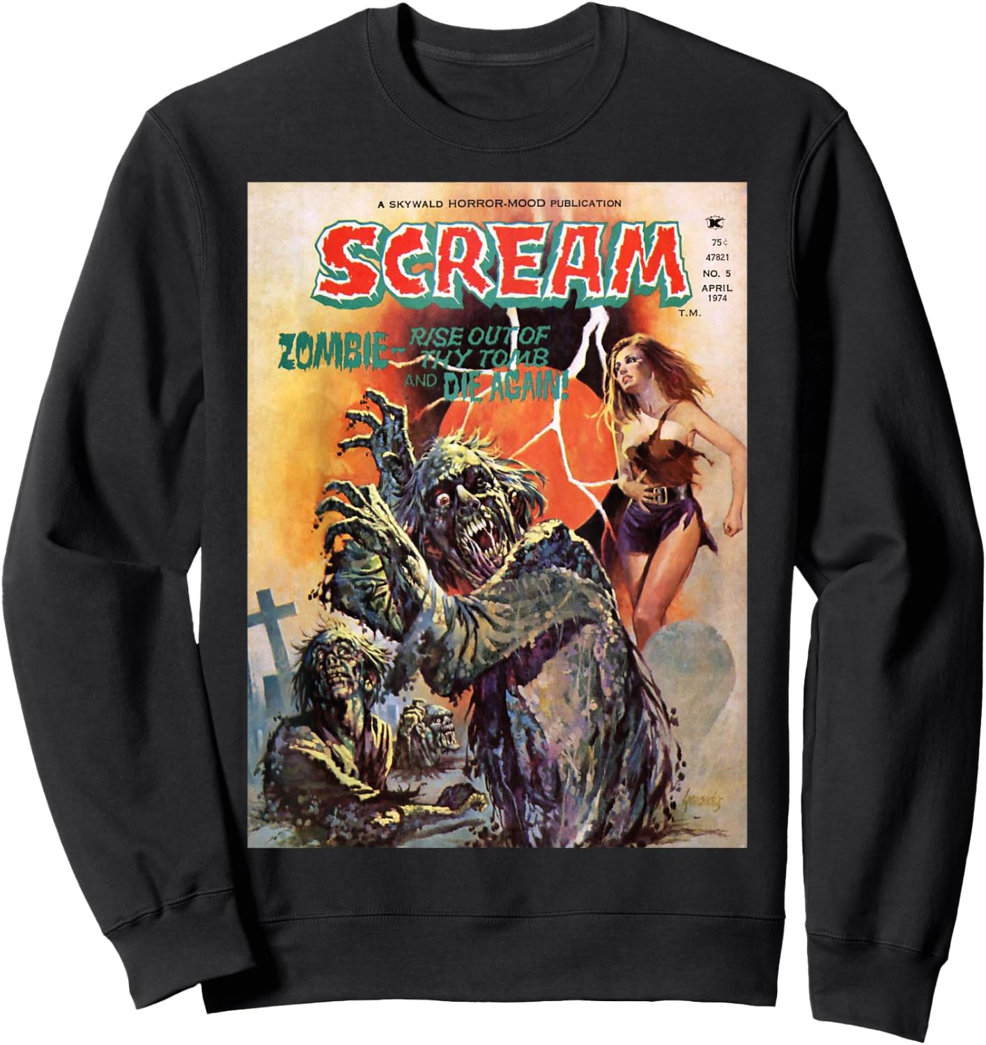 Zombie Halloween Horror Vintage Comic Book Retro Funny Scary Sweatshirt - Sweatshirt | Black