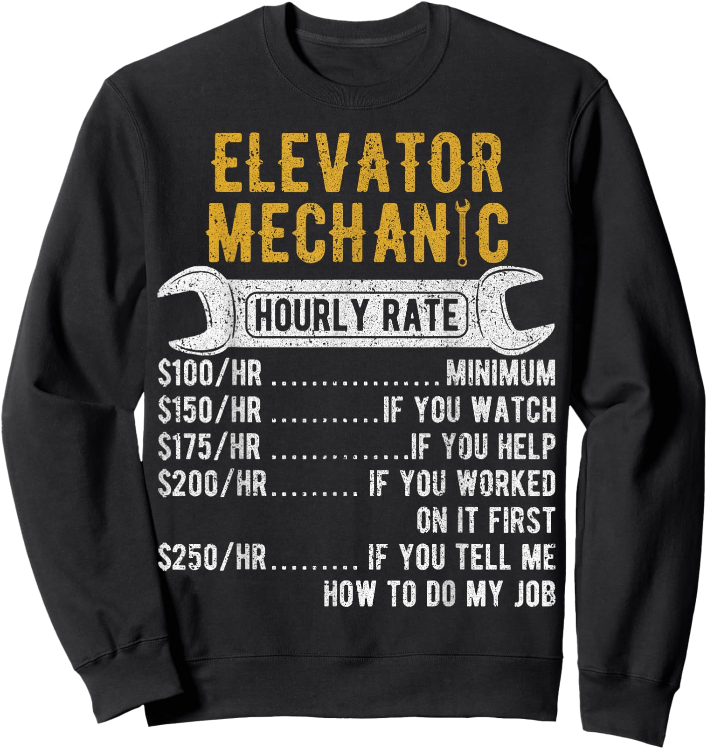Elevator Mechanic Maintenance Rate Technician Sweatshirt - Sweatshirt | Black