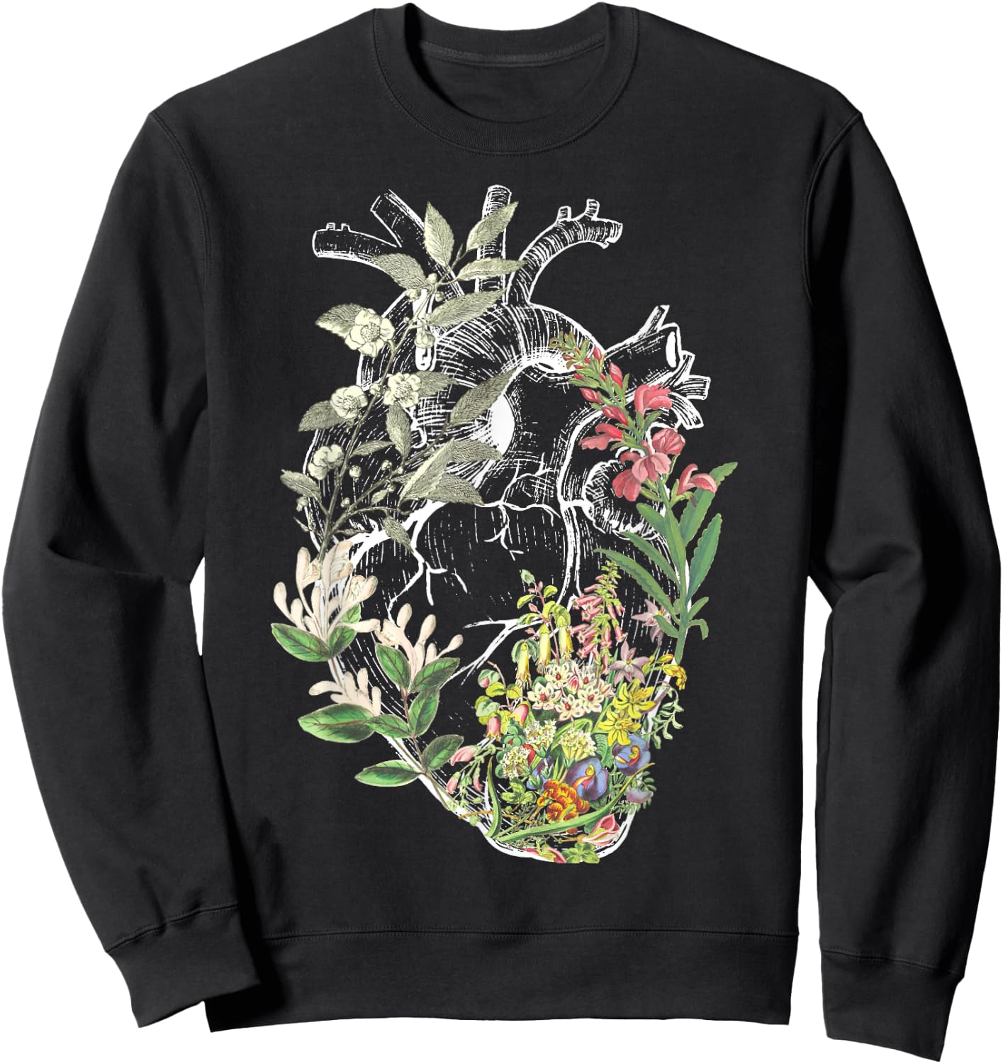 Anatomical Heart And Flowers Show Your Love Sweatshirt - Sweatshirt | Black