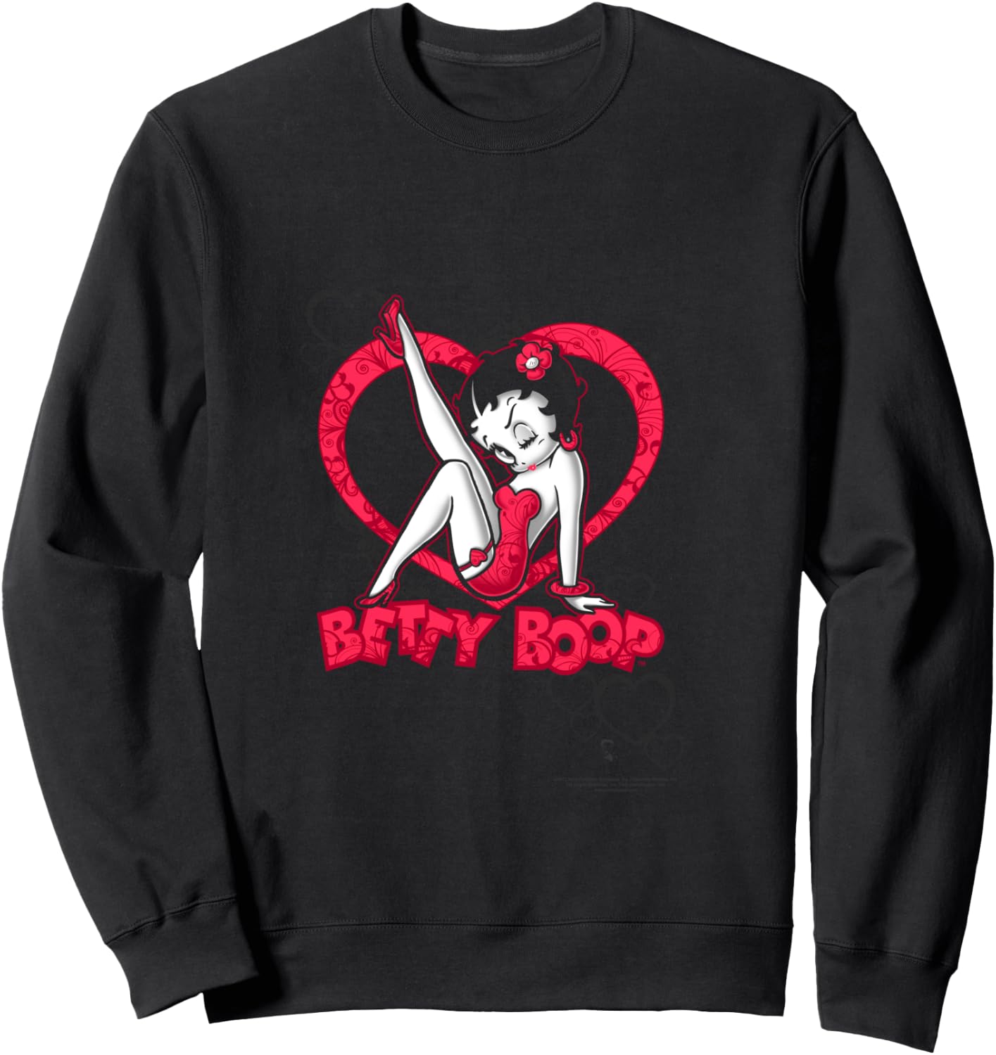 Betty Boop Scrolling Hearts Sweatshirt - Sweatshirt | Black