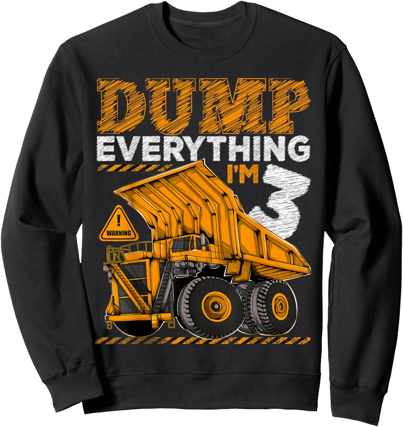 Kids 3 Years Old Construction Truck Dumper 3rd Birthday Boy Sweatshirt - Sweatshirt | Black
