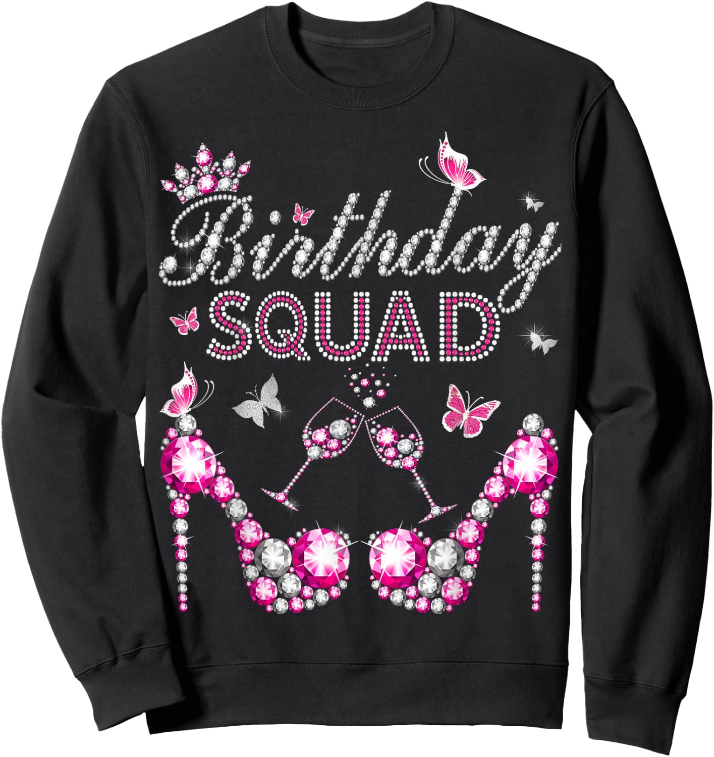 Entourage Birthday Squad Girls' Crown Heels (NO Stones) Sweatshirt - Sweatshirt | Black