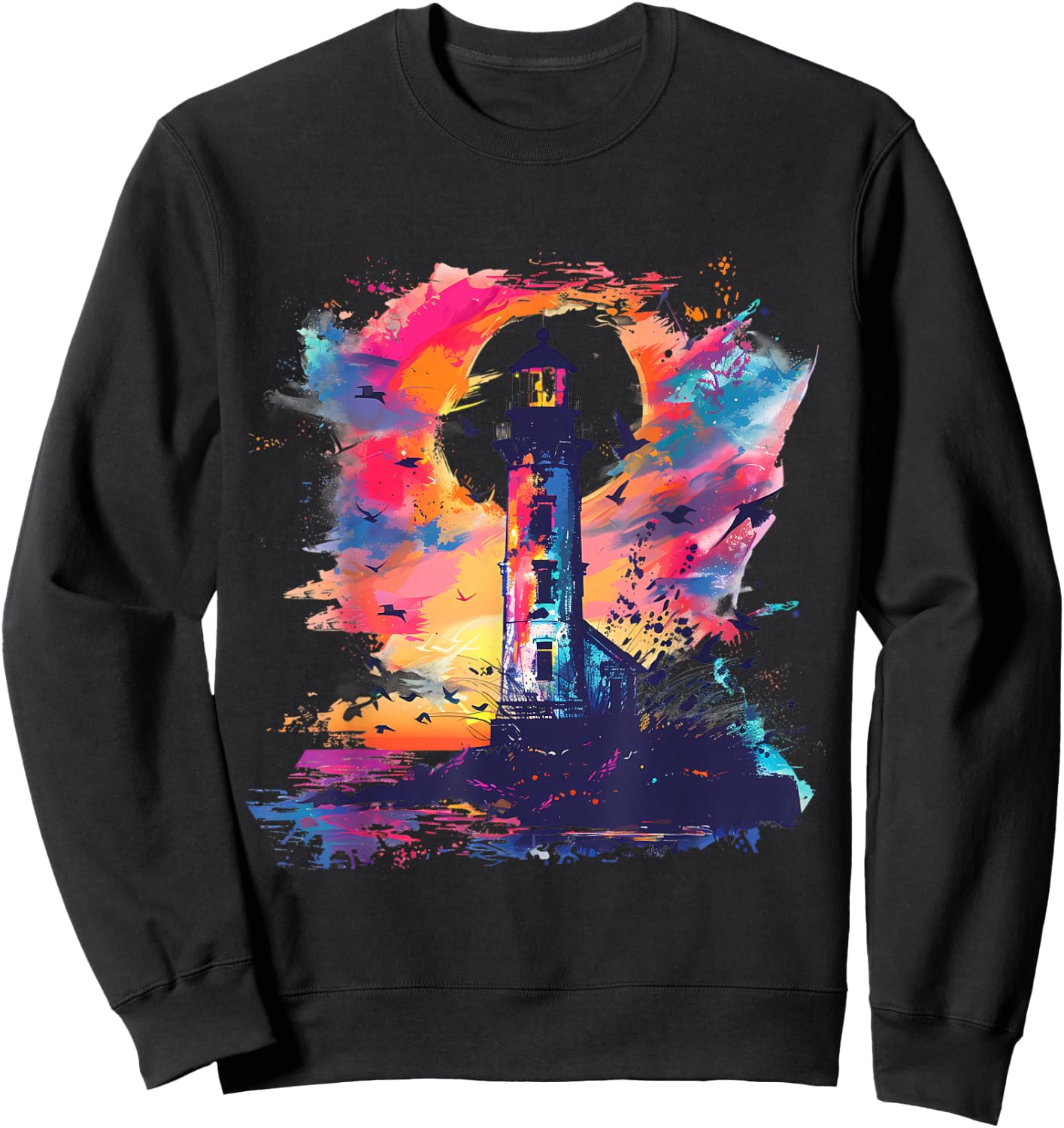 Lighthouse Sailing Sea Beach Boating Seaside House Sweatshirt - Sweatshirt | Black