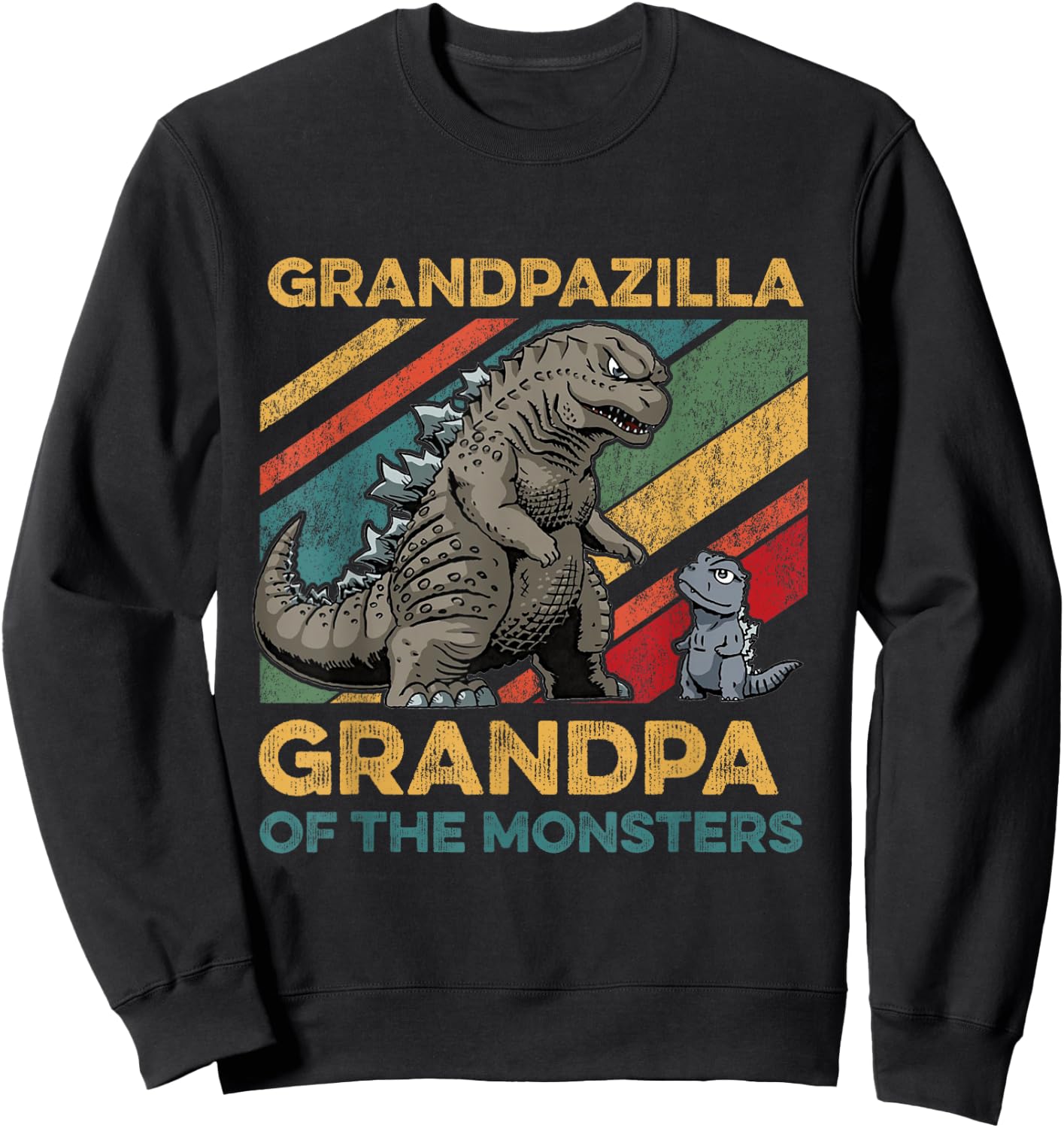 Grandpazilla Grandpa Of Monsters Halloween Christmas Family Sweatshirt - Sweatshirt | Black